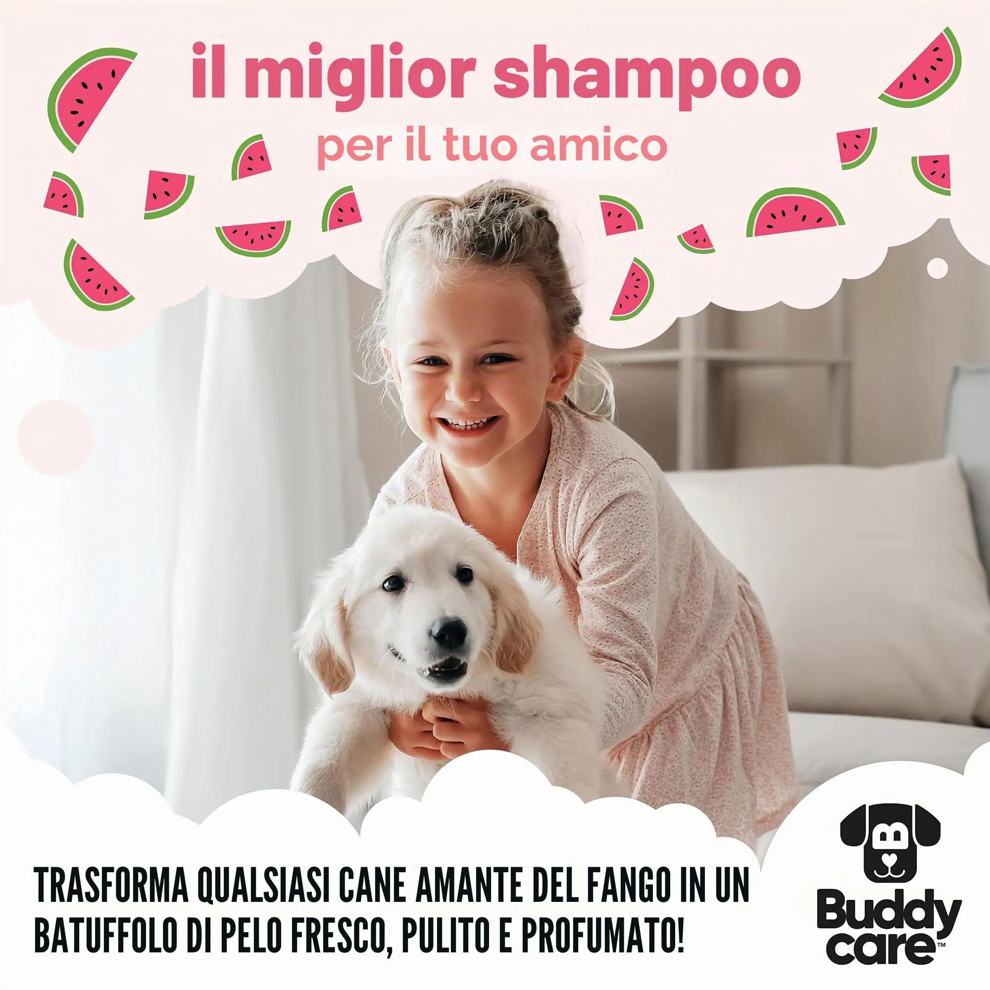 Shampoo per cani all'anguria di Buddycare – Shampoo detergente profondo per cani – Profumo fruttato – con aloe vera e pro vitamina B5 (500 ml) - immagine 7
