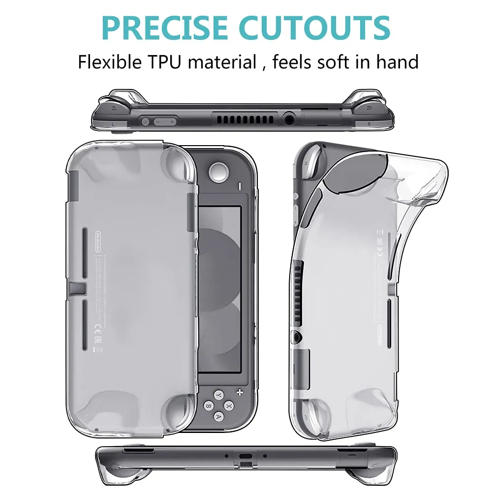 8pcs GeeRic Custodia Compatibile per Switch Lite, 2pcs Vetro Temperato + Cover + 4 Thumb Grips + Borsa + 8 in 1 Accessori Kit Compatibile con Switch Lite Rosso & Blu - immagine 4