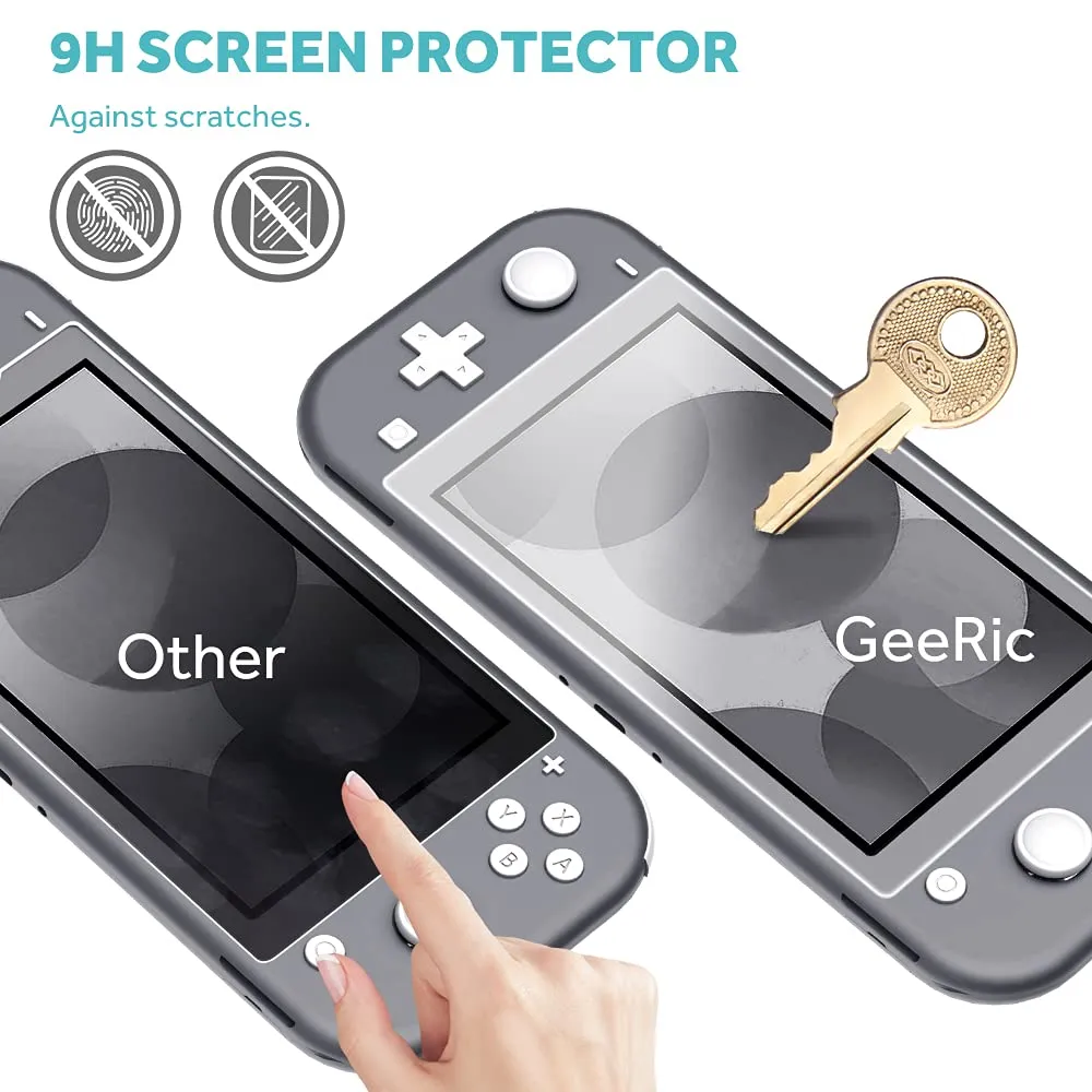 8pcs GeeRic Custodia Compatibile per Switch Lite, 2pcs Vetro Temperato + Cover + 4 Thumb Grips + Borsa + 8 in 1 Accessori Kit Compatibile con Switch Lite Rosso & Blu - immagine 5