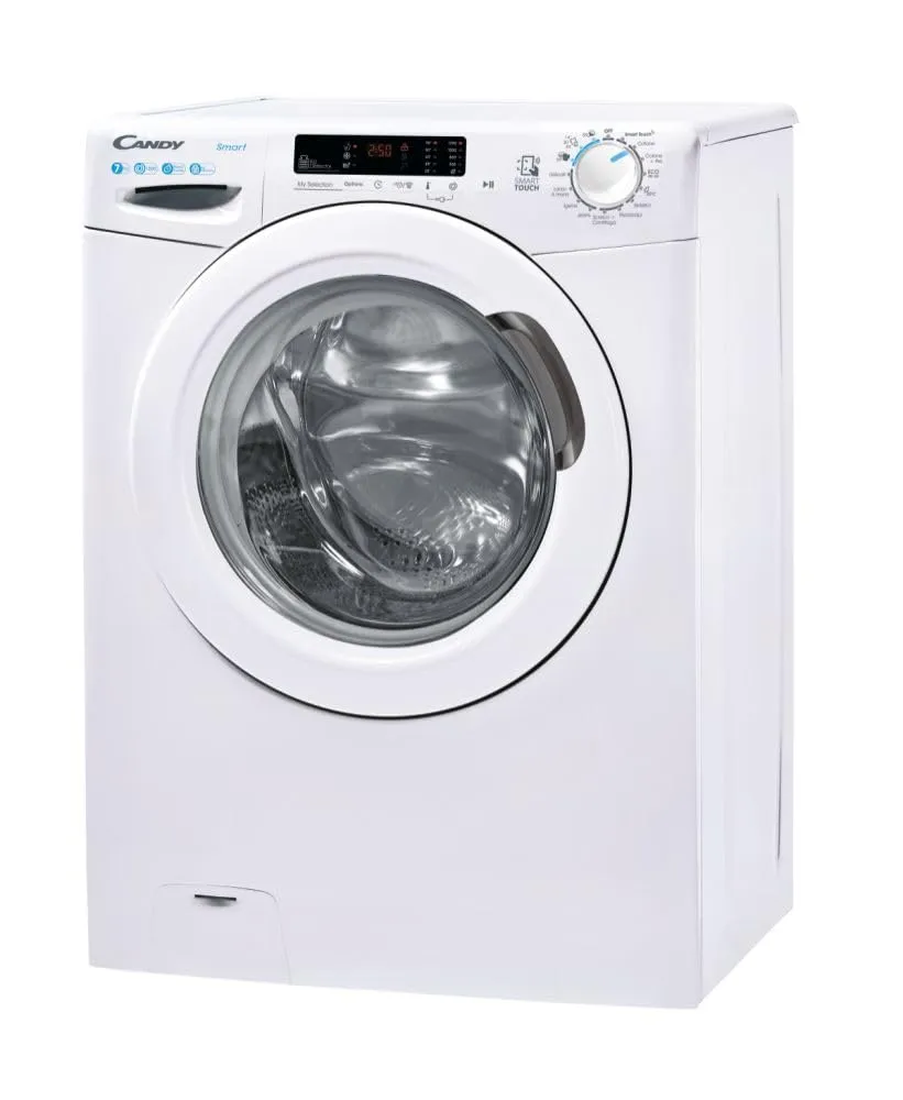 Candy Smart CS 1272DE/1-11, Lavatrice slim a carica frontale, 7 KG, Classe D, 1200 giri, 79 dB, Partenza Ritardata, 16 programmi, Bianco, AxLxP 85x60x45 cm - immagine 4