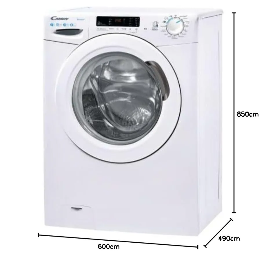 Candy Smart CS 1272DE/1-11, Lavatrice slim a carica frontale, 7 KG, Classe D, 1200 giri, 79 dB, Partenza Ritardata, 16 programmi, Bianco, AxLxP 85x60x45 cm - immagine 7