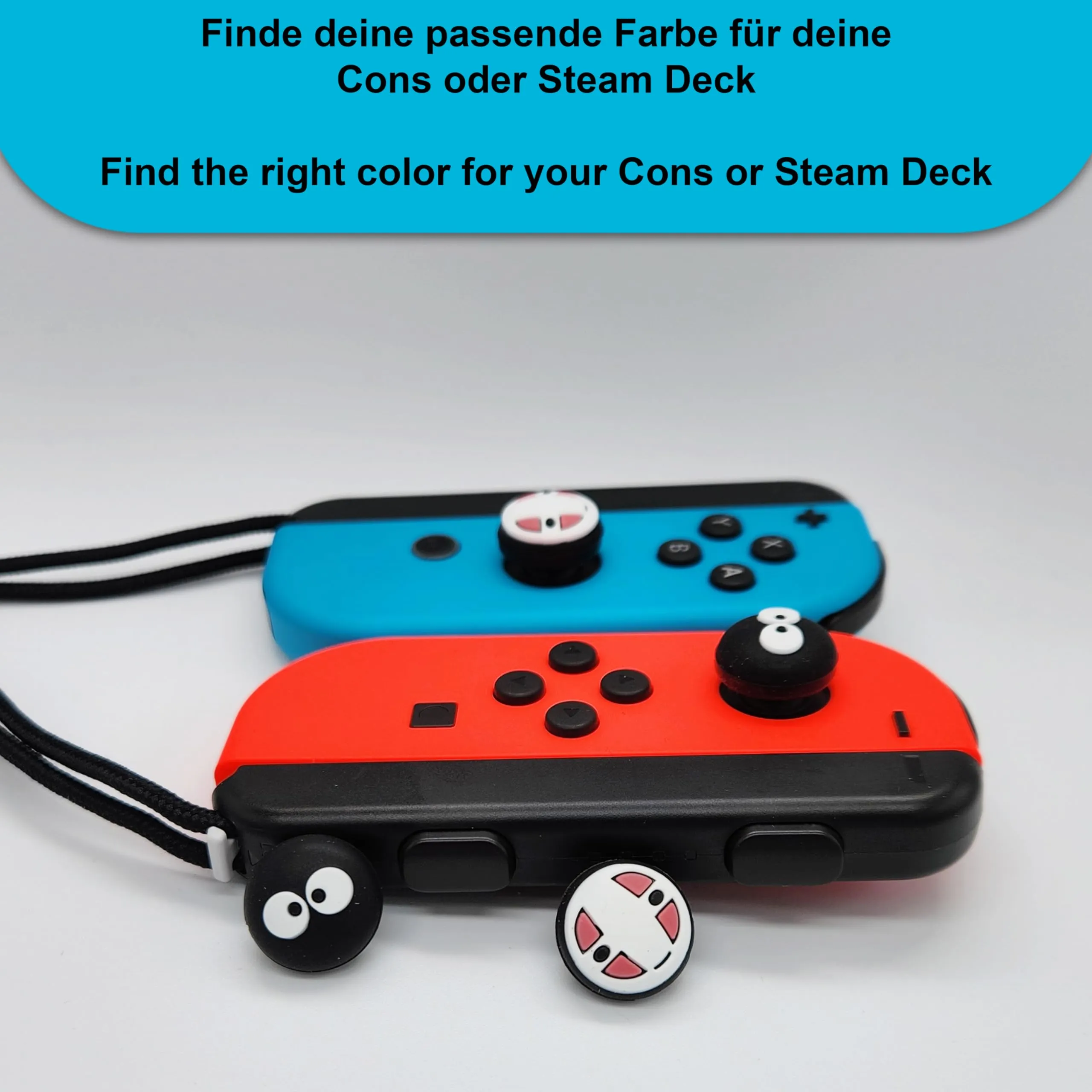 MatoSan 4 tappi in silicone per Thumbstick – Compatibile con controller portatili, modelli Steam Deck & Lite – Protezione Thumbstick & Grip accessori – Inserti Joystick colorati (bandai) - immagine 7