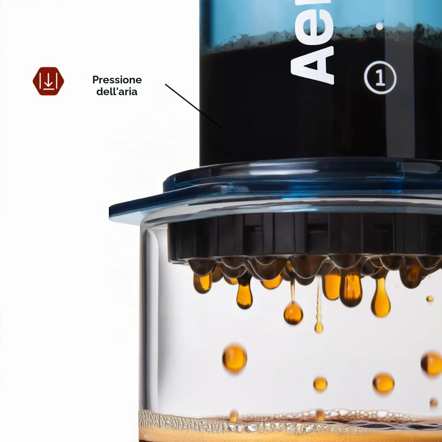 AeroPress Clear Blue Coffee Press, French Press tutto in uno, macchina da caffè manuale stile espresso e pour-over, infusione in 2 minuti, piccola macchina portatile da viaggio e campeggio - immagine 4