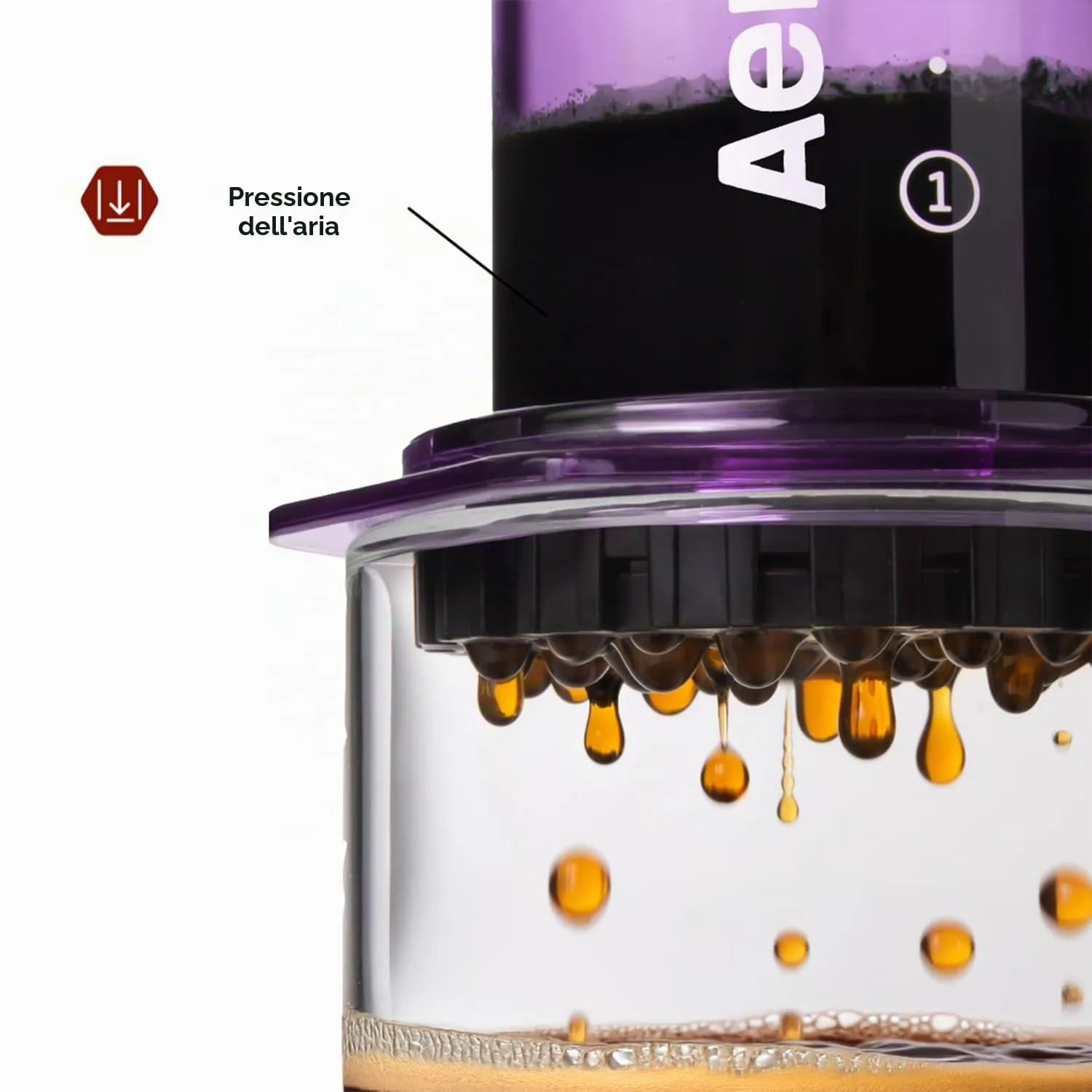 AeroPress Clear Purple Coffee Press, French Press tutto in uno, macchina da caffè manuale stile espresso e pour-over, infusione in 2 minuti, piccola macchina portatile da viaggio e campeggio - immagine 4