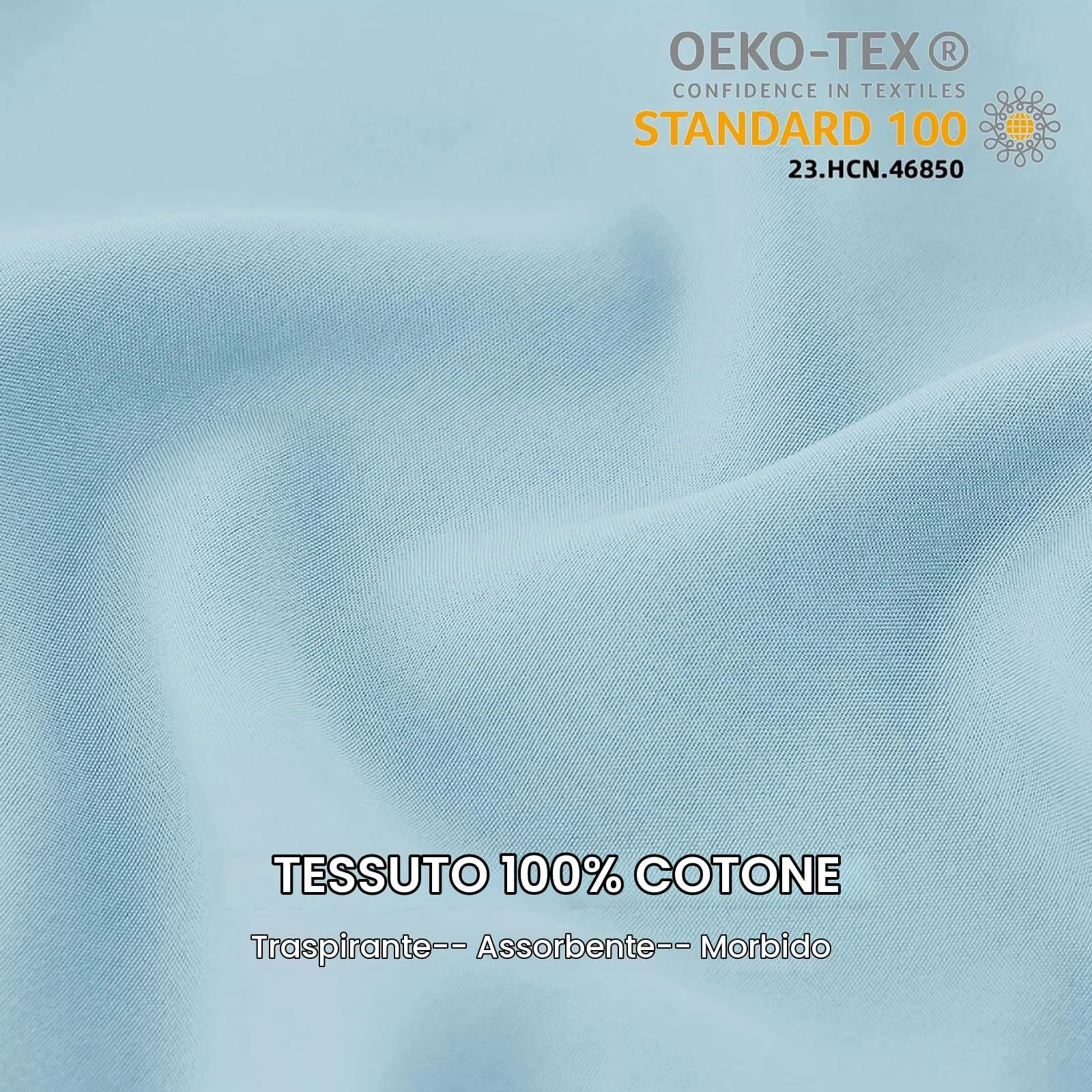 Federe Cuscini Letto Matrimoniale Cotone 50x80 cm 2 PCS, Set 2 Federe Certificato Oeko-TEX in Premium Cotone 110GSM, Morbida e Traspirante, Ipoallergenica -Azzurro - immagine 2