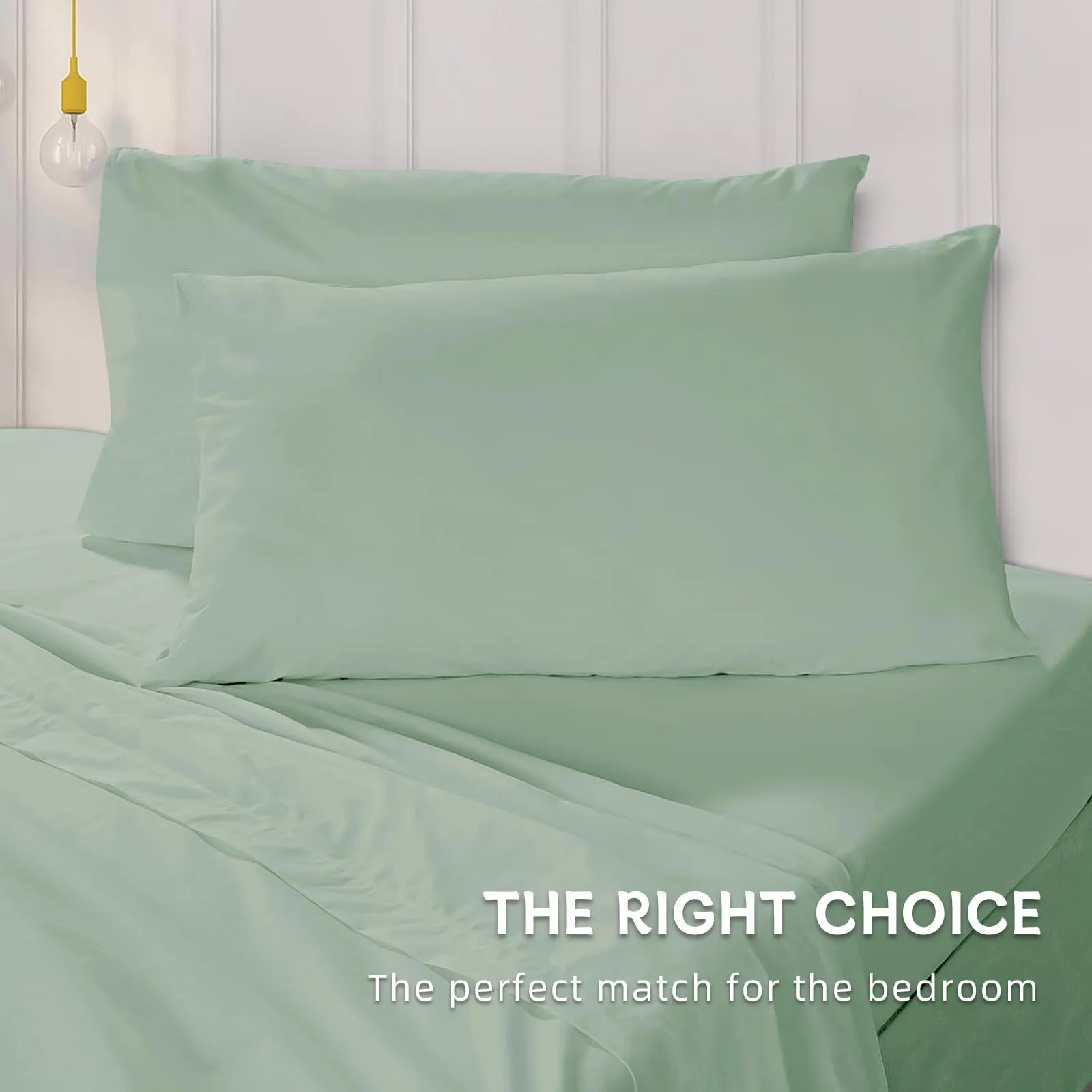 Federe Cuscini Letto Matrimoniale Cotone 50x80 cm 2 PCS, Set 2 Federe Certificato Oeko-TEX in Premium Cotone 110GSM, Morbida e Traspirante, Ipoallergenica -Verde Acqua - immagine 4