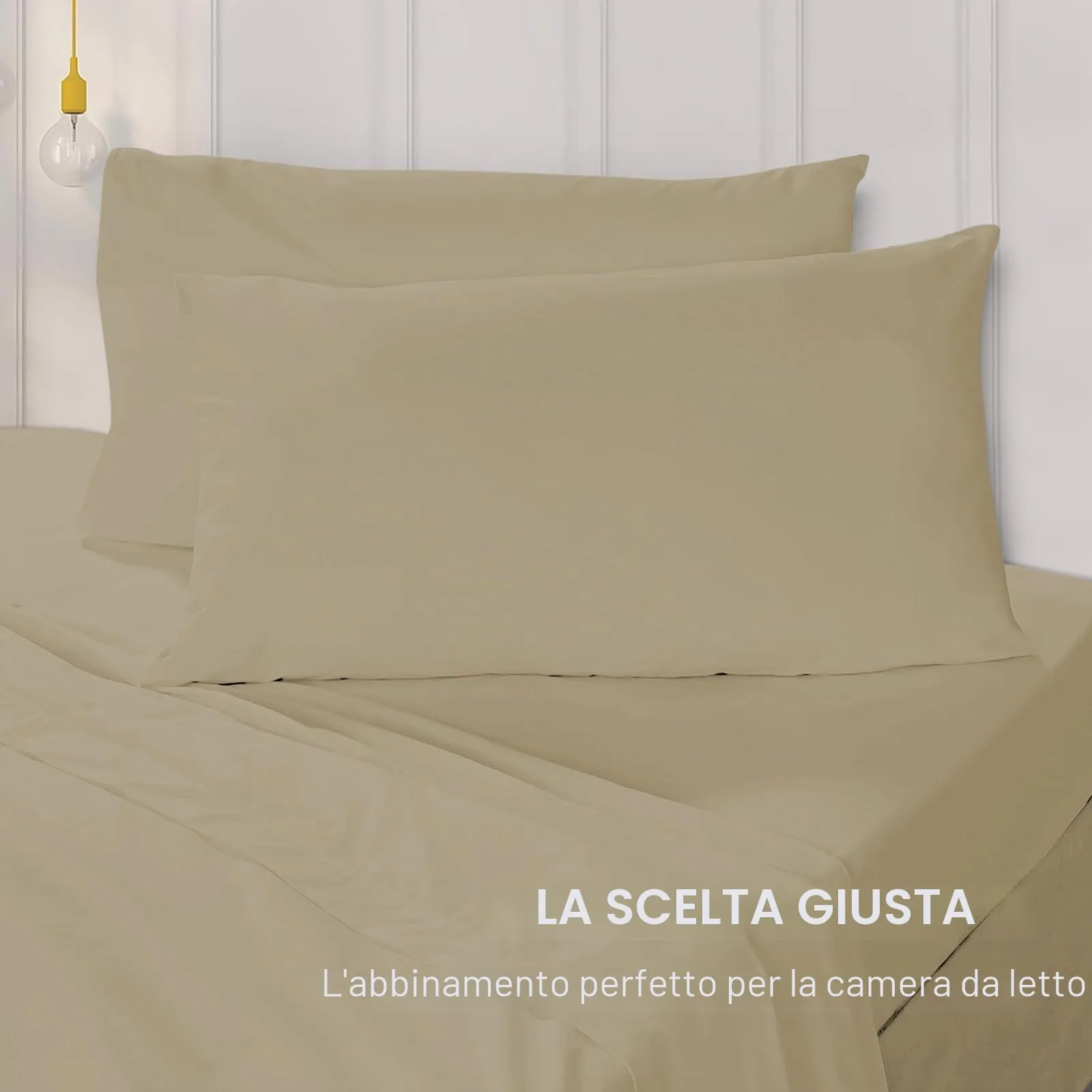Federe Cuscini Letto Matrimoniale Cotone 50x70 cm 2 PCS, Set 2 Federe Certificato Oeko-TEX in Premium Cotone 110GSM, Morbida e Traspirante, Ipoallergenica -Beige - immagine 4