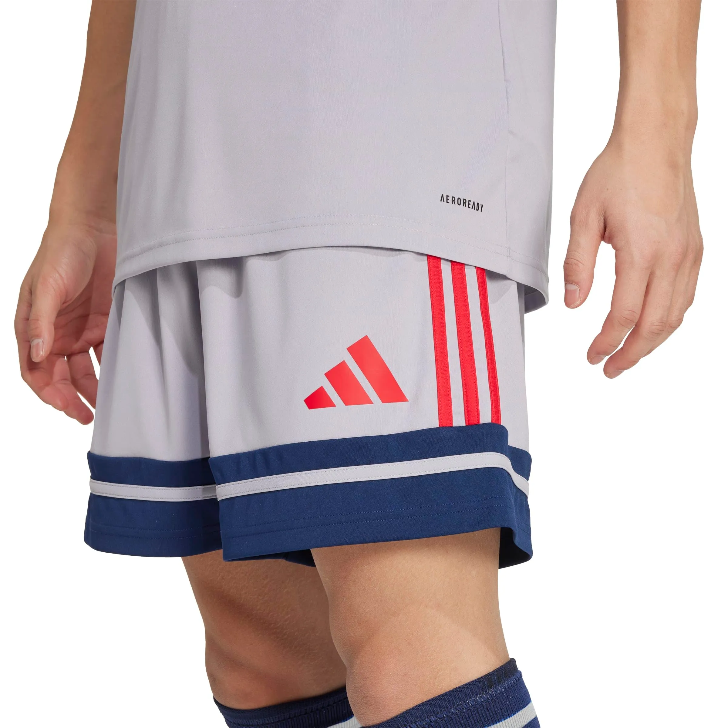 Adidas Uomo SQUADRA25 Short, Glory Grey/Team Navy Blue 2/Pure Ruby, M - immagine 5