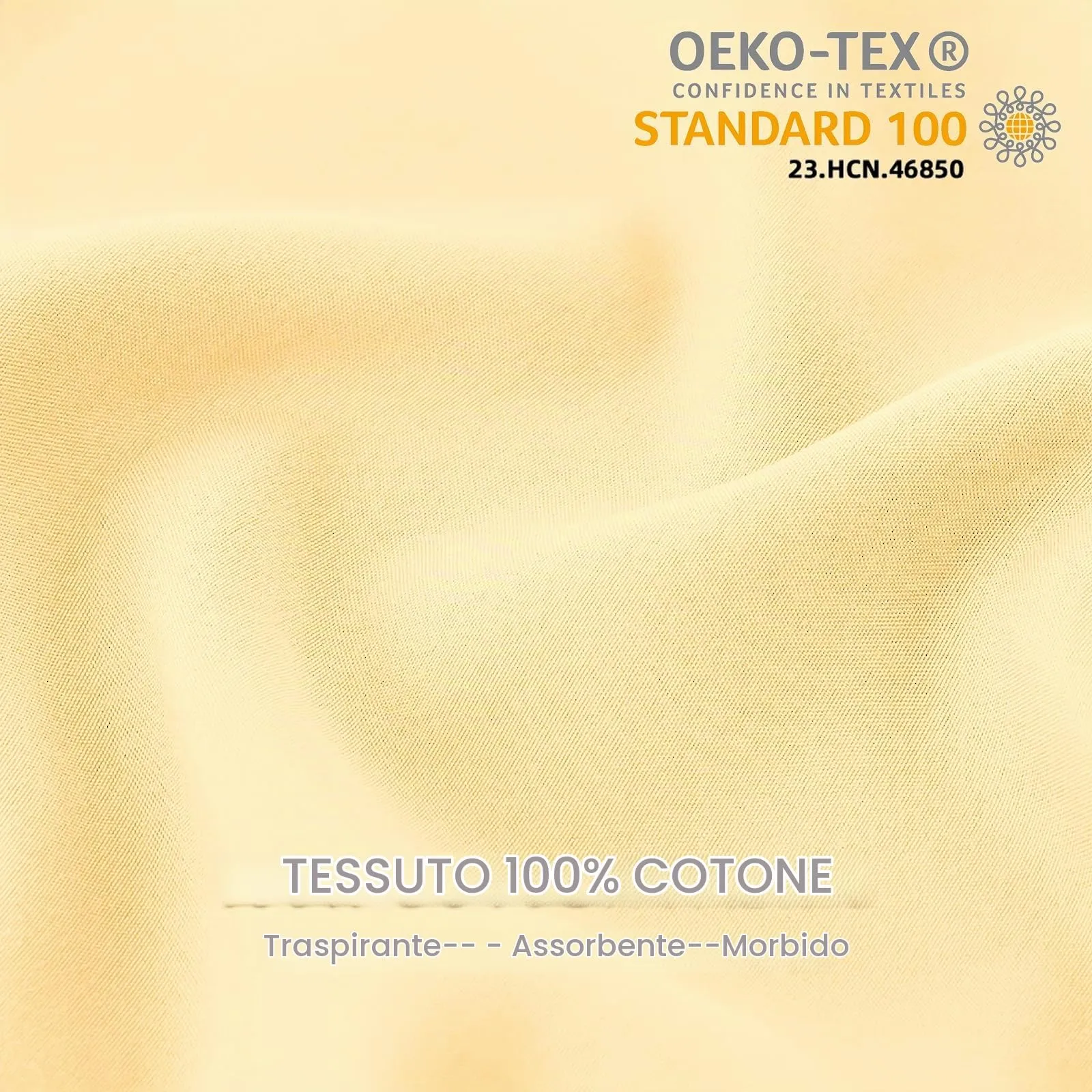Federe Cuscini Letto Matrimoniale Cotone 40x70 cm 2 PCS, Set 2 Federe Certificato Oeko-TEX in Premium Cotone 110GSM, Morbida e Traspirante, Ipoallergenica -Giallo Chiaro - immagine 2