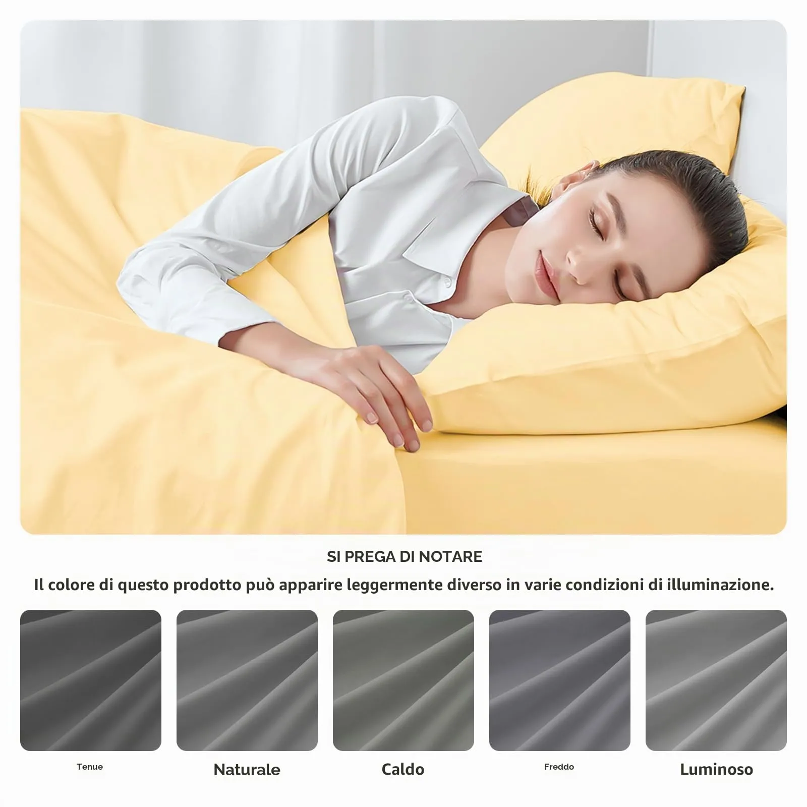 Federe Cuscini Letto Matrimoniale Cotone 40x70 cm 2 PCS, Set 2 Federe Certificato Oeko-TEX in Premium Cotone 110GSM, Morbida e Traspirante, Ipoallergenica -Giallo Chiaro - immagine 5