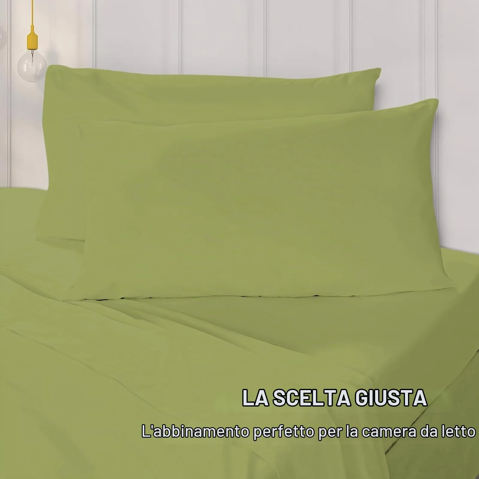 Federe Cuscini Letto Matrimoniale Cotone 40x70 cm 2 PCS, Set 2 Federe Certificato Oeko-TEX in Premium Cotone 110GSM, Morbida e Traspirante, Ipoallergenica -Verde Chiaro - immagine 4