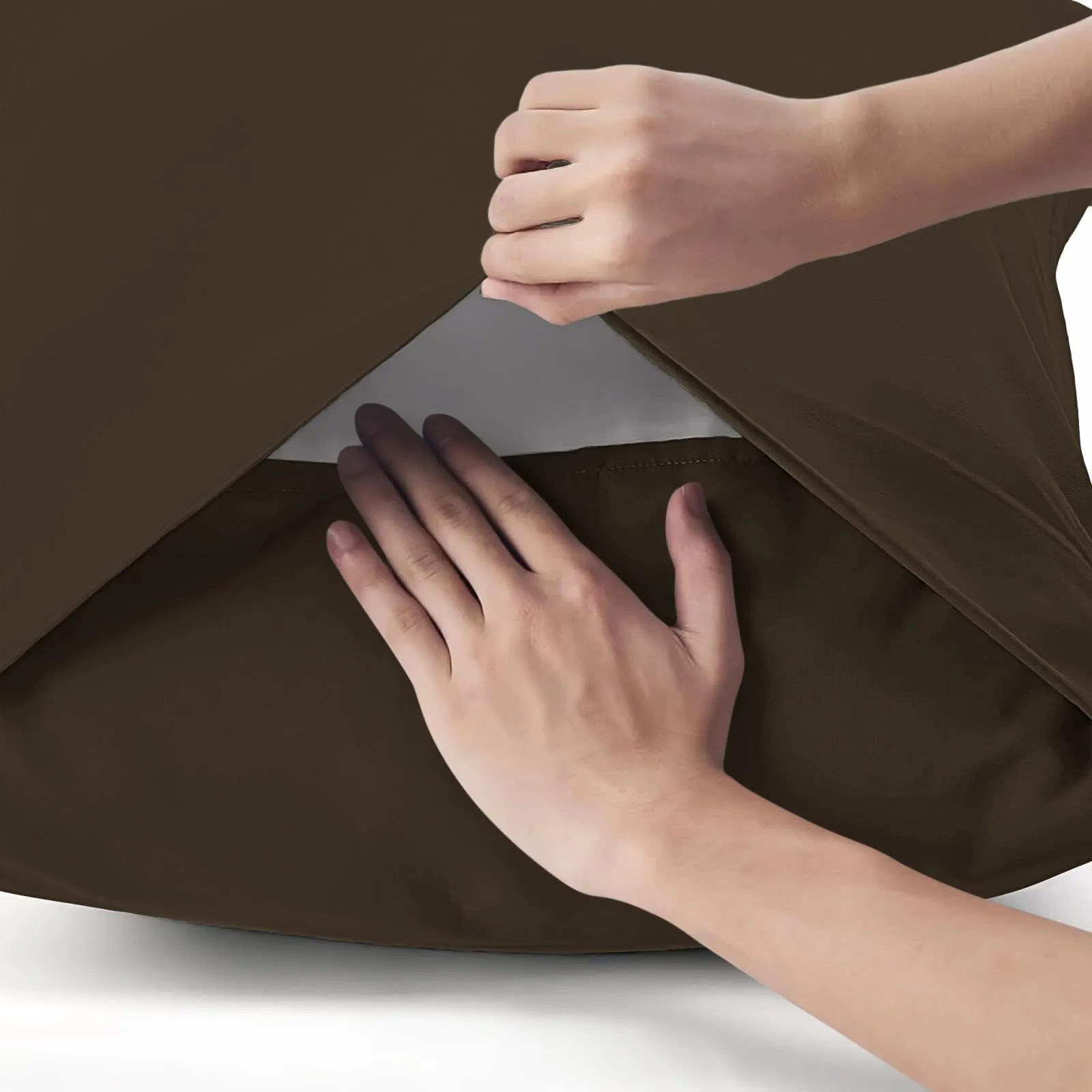 Federe Cuscini Letto Matrimoniale Cotone 50x80 cm 2 PCS, Set 2 Federe Certificato Oeko-TEX in Premium Cotone 110GSM, Morbida e Traspirante, Ipoallergenica -Marrone Chiaro - immagine 3