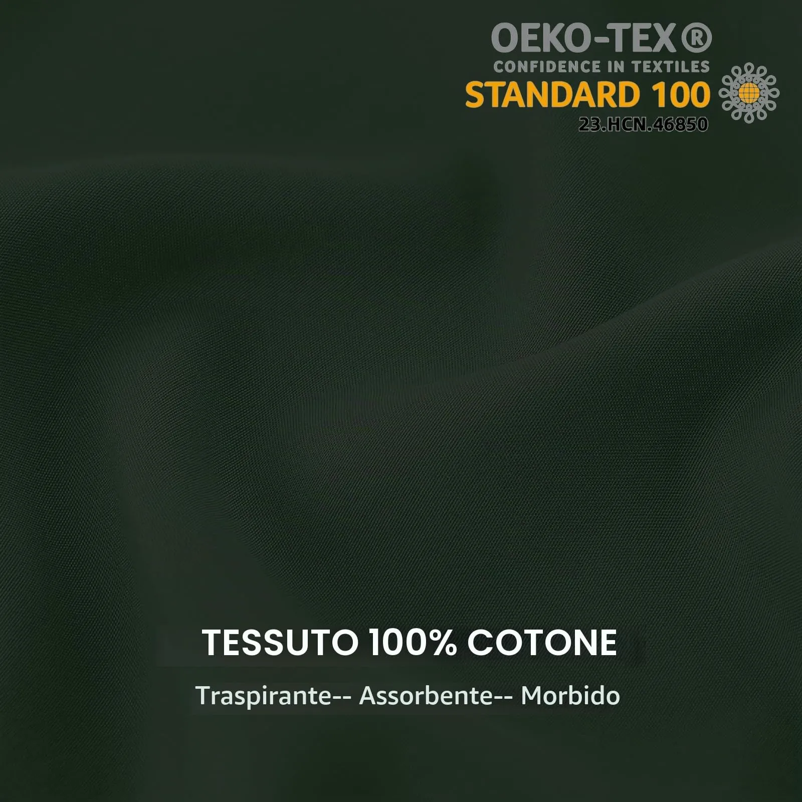 Federe Cuscini Letto Matrimoniale Cotone 65x65 cm 2 PCS, Set 2 Federe Certificato Oeko-TEX in Premium Cotone 110GSM, Morbida e Traspirante, Ipoallergenica -Verde Bosco - immagine 2