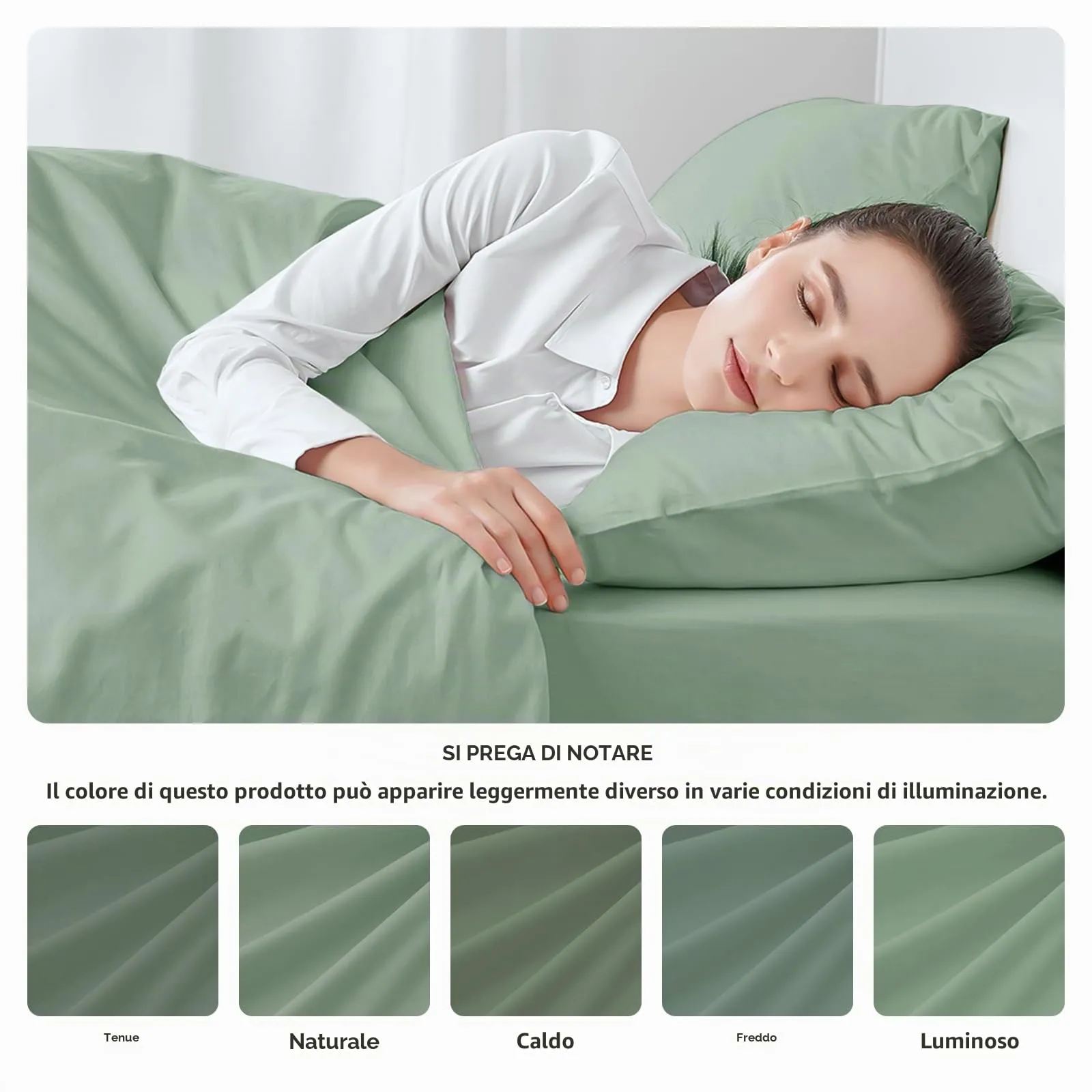 Federe Cuscini Letto Matrimoniale Cotone 65x65 cm 2 PCS, Set 2 Federe Certificato Oeko-TEX in Premium Cotone 110GSM, Morbida e Traspirante, Ipoallergenica -Verde Acqua - immagine 5