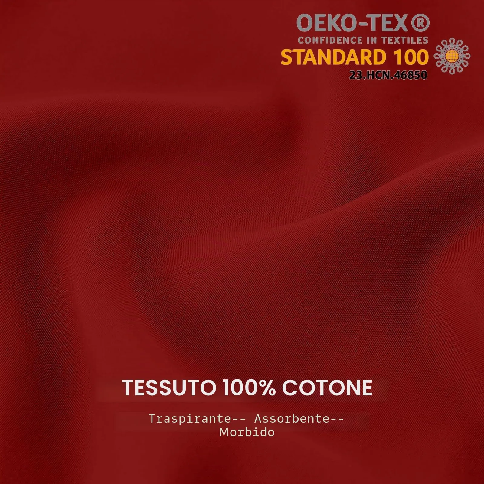 Federe Cuscini Letto Matrimoniale Cotone 40x70 cm 2 PCS, Set 2 Federe Certificato Oeko-TEX in Premium Cotone 110GSM, Morbida e Traspirante, Ipoallergenica -Rosso - immagine 2