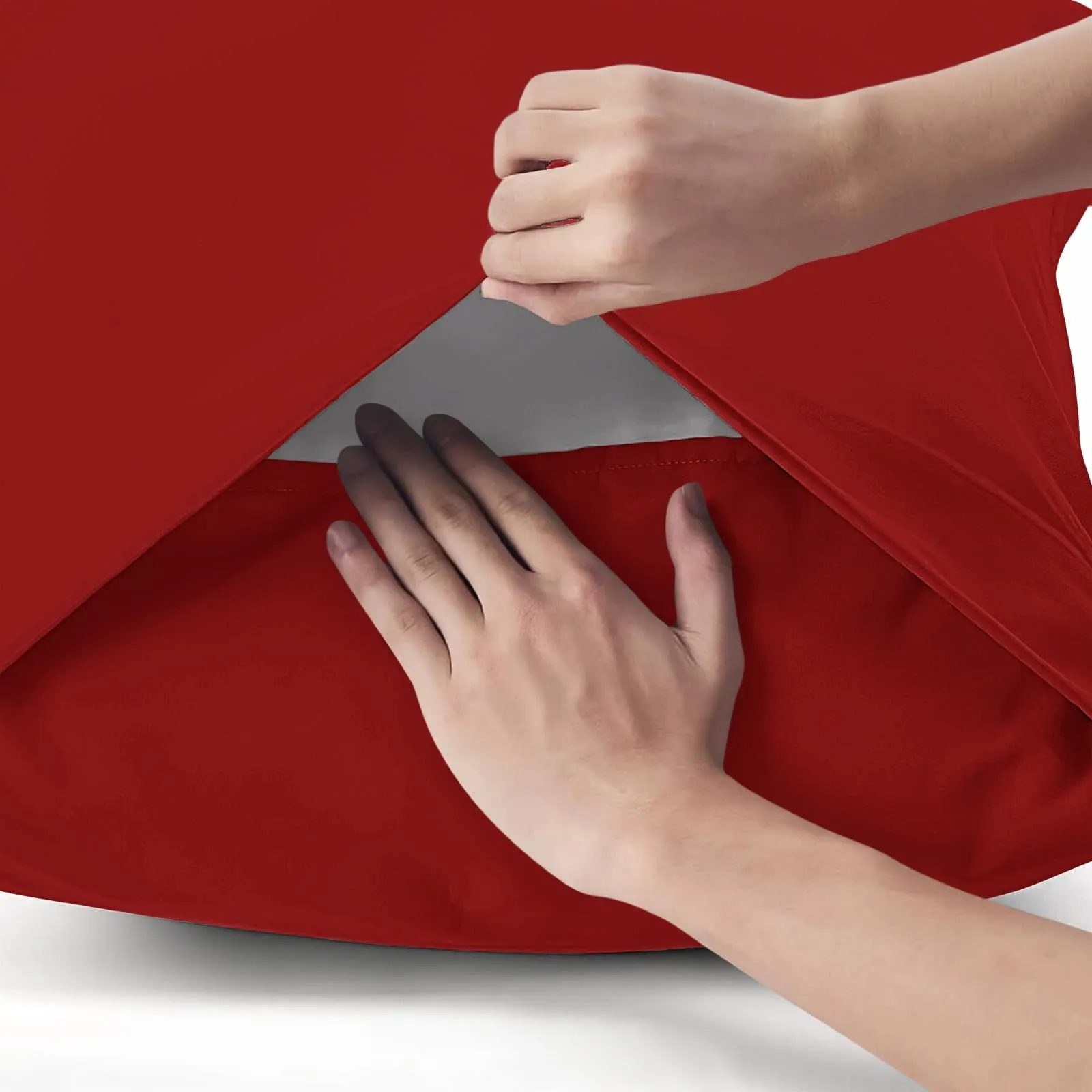 Federe Cuscini Letto Matrimoniale Cotone 40x70 cm 2 PCS, Set 2 Federe Certificato Oeko-TEX in Premium Cotone 110GSM, Morbida e Traspirante, Ipoallergenica -Rosso - immagine 3