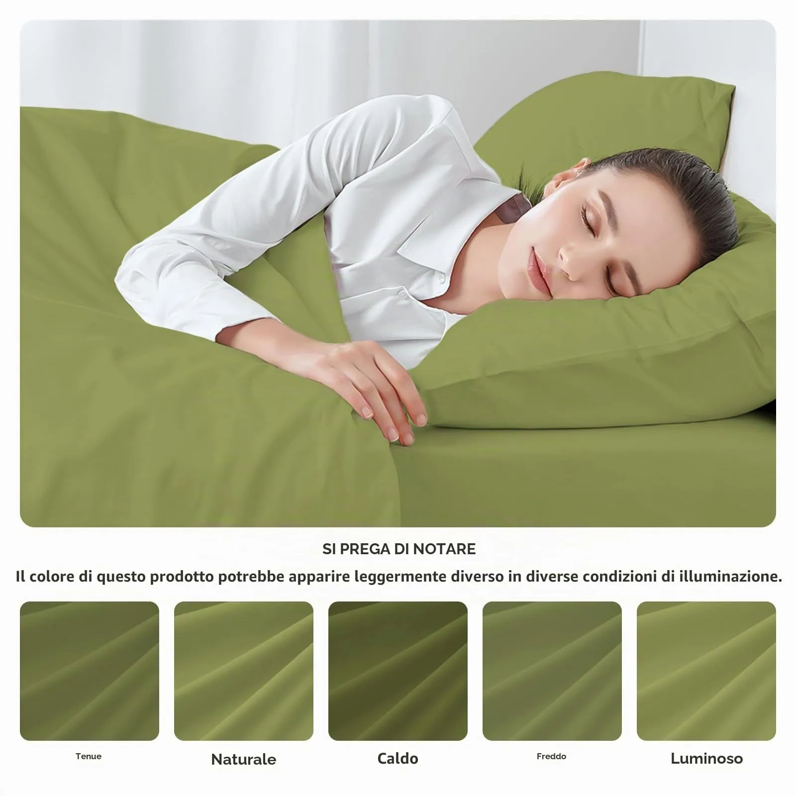 Federe Cuscini Letto Matrimoniale Cotone 50x80 cm 2 PCS, Set 2 Federe Certificato Oeko-TEX in Premium Cotone 110GSM, Morbida e Traspirante, Ipoallergenica -Verde Chiaro - immagine 5
