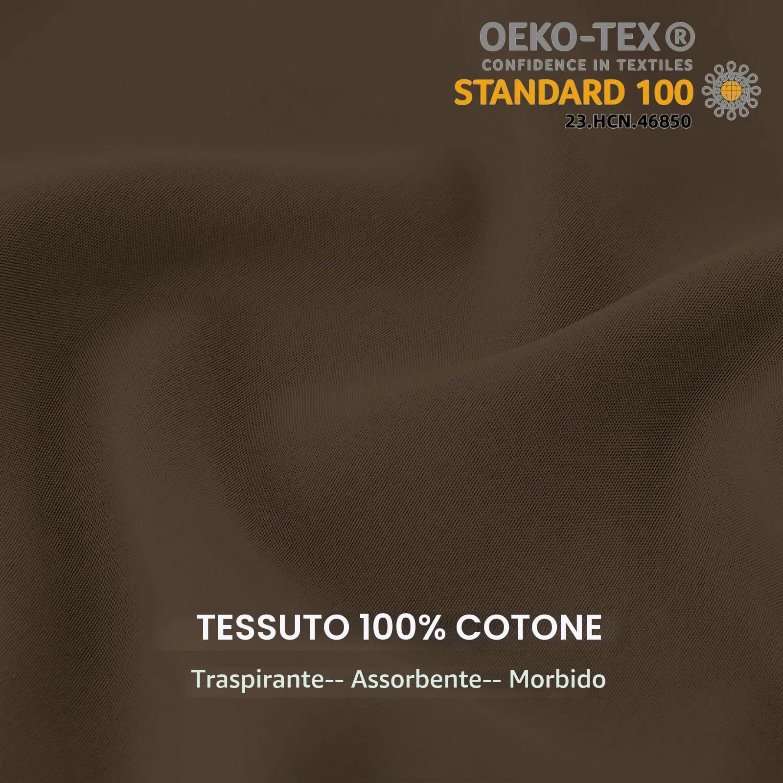 Federe Cuscini Letto Matrimoniale Cotone 40x70 cm 2 PCS, Set 2 Federe Certificato Oeko-TEX in Premium Cotone 110GSM, Morbida e Traspirante, Ipoallergenica -Marrone Chiaro - immagine 2