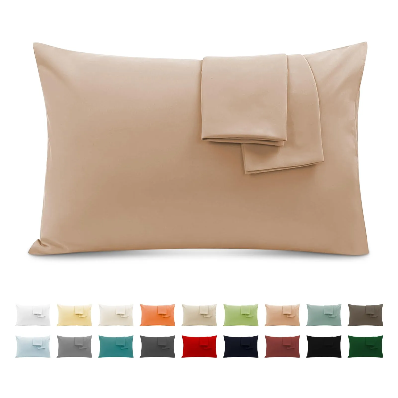 Federe Cuscini Letto Matrimoniale Cotone 40x70 cm 2 PCS, Set 2 Federe Certificato Oeko-TEX in Premium Cotone 110GSM, Morbida e Traspirante, Ipoallergenica -Rosa Chiaro - immagine 1