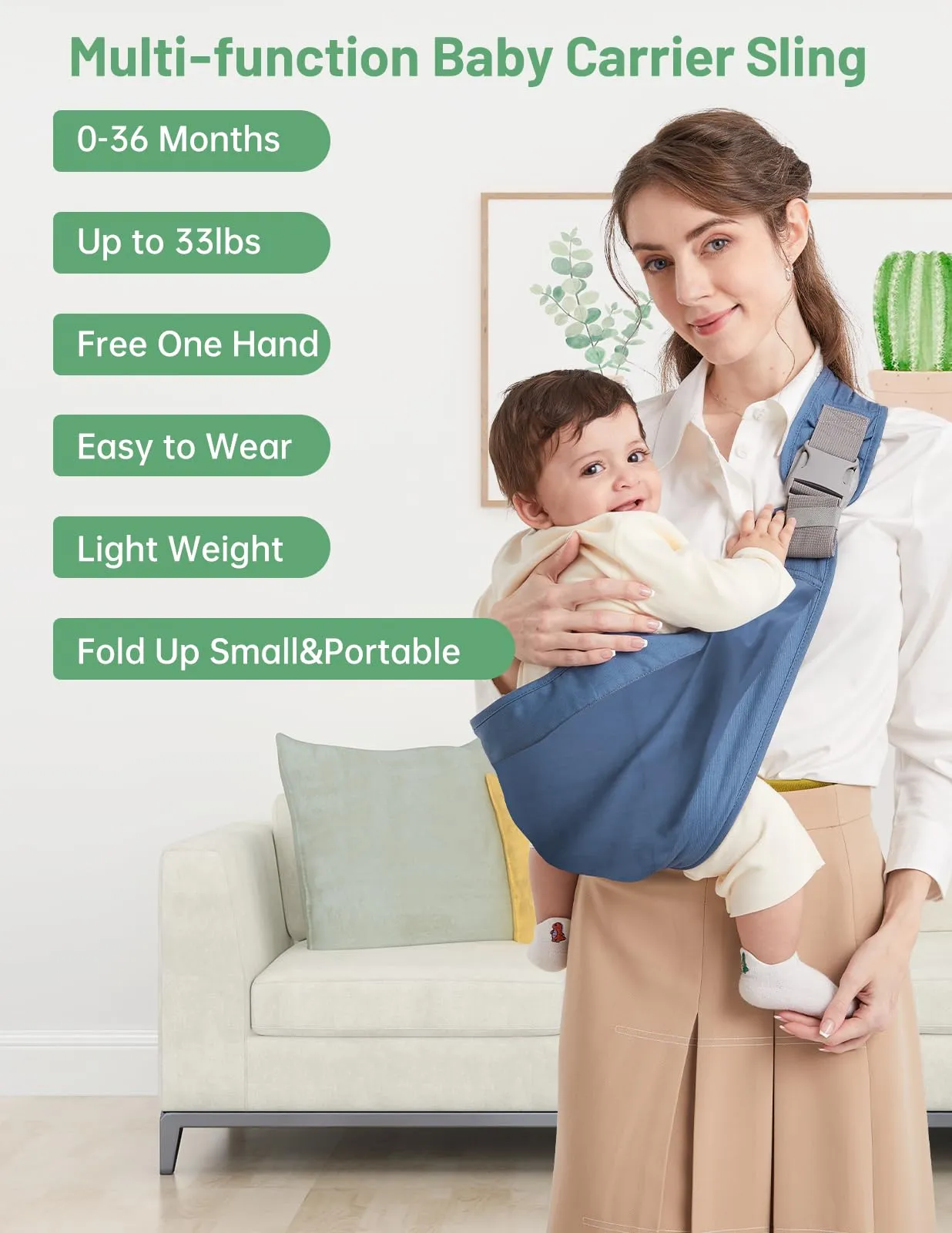 Mumgaroo Fascia Porta Bebè Ergonomica (da 0 a 15kg, Pieghevole 12 cm) - immagine 2