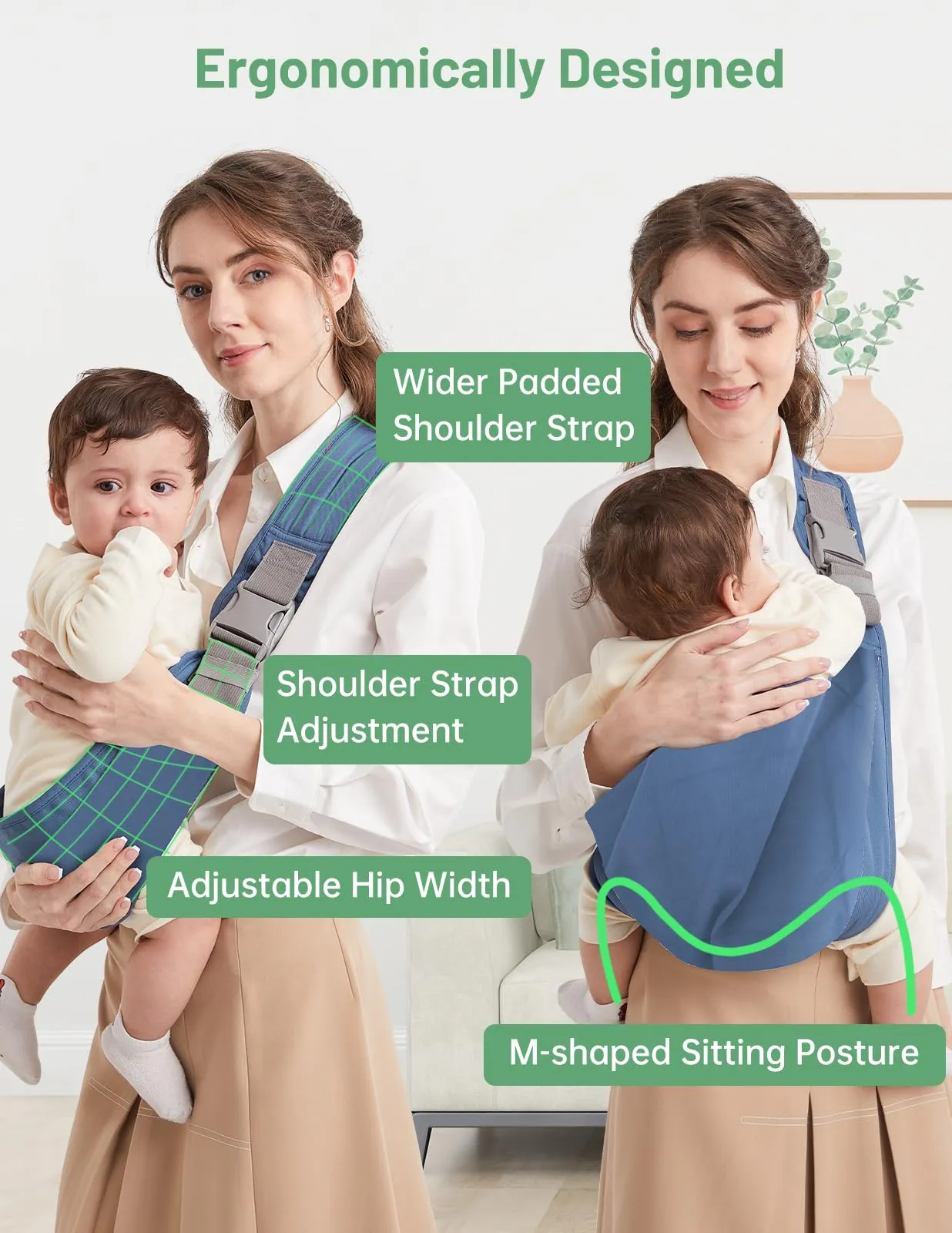 Mumgaroo Fascia Porta Bebè Ergonomica (da 0 a 15kg, Pieghevole 12 cm) - immagine 3