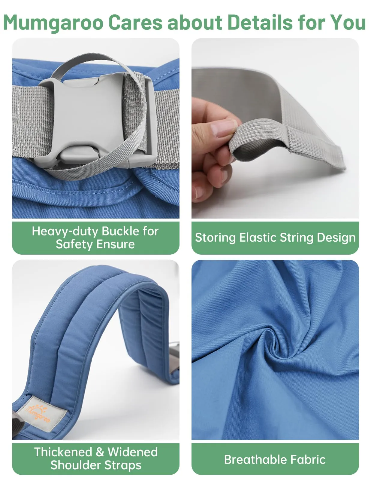 Mumgaroo Fascia Porta Bebè Ergonomica (da 0 a 15kg, Pieghevole 12 cm) - immagine 6
