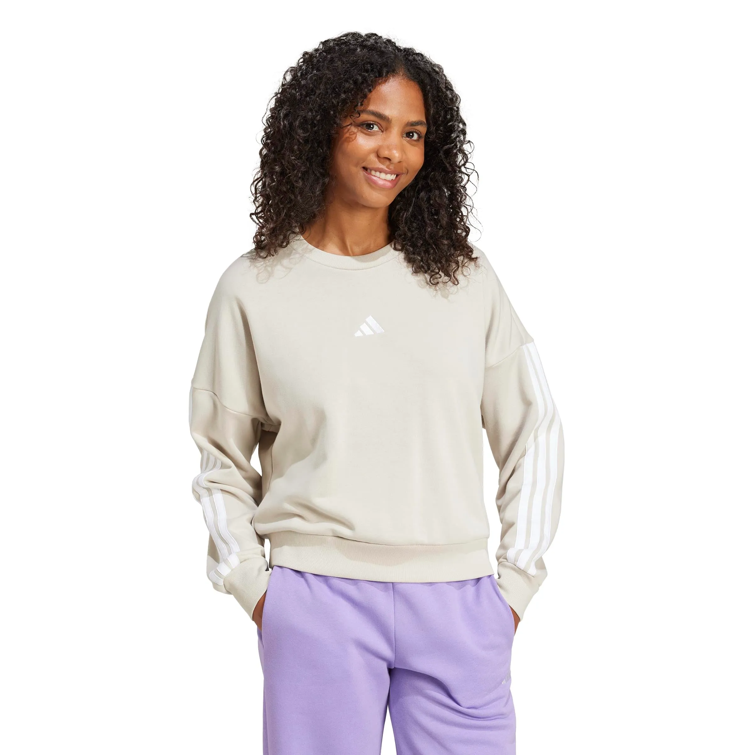 adidas Femme Essentials 3-Stripes French Terry Sweatshirt, Wonder Alumina/White, L - immagine 6
