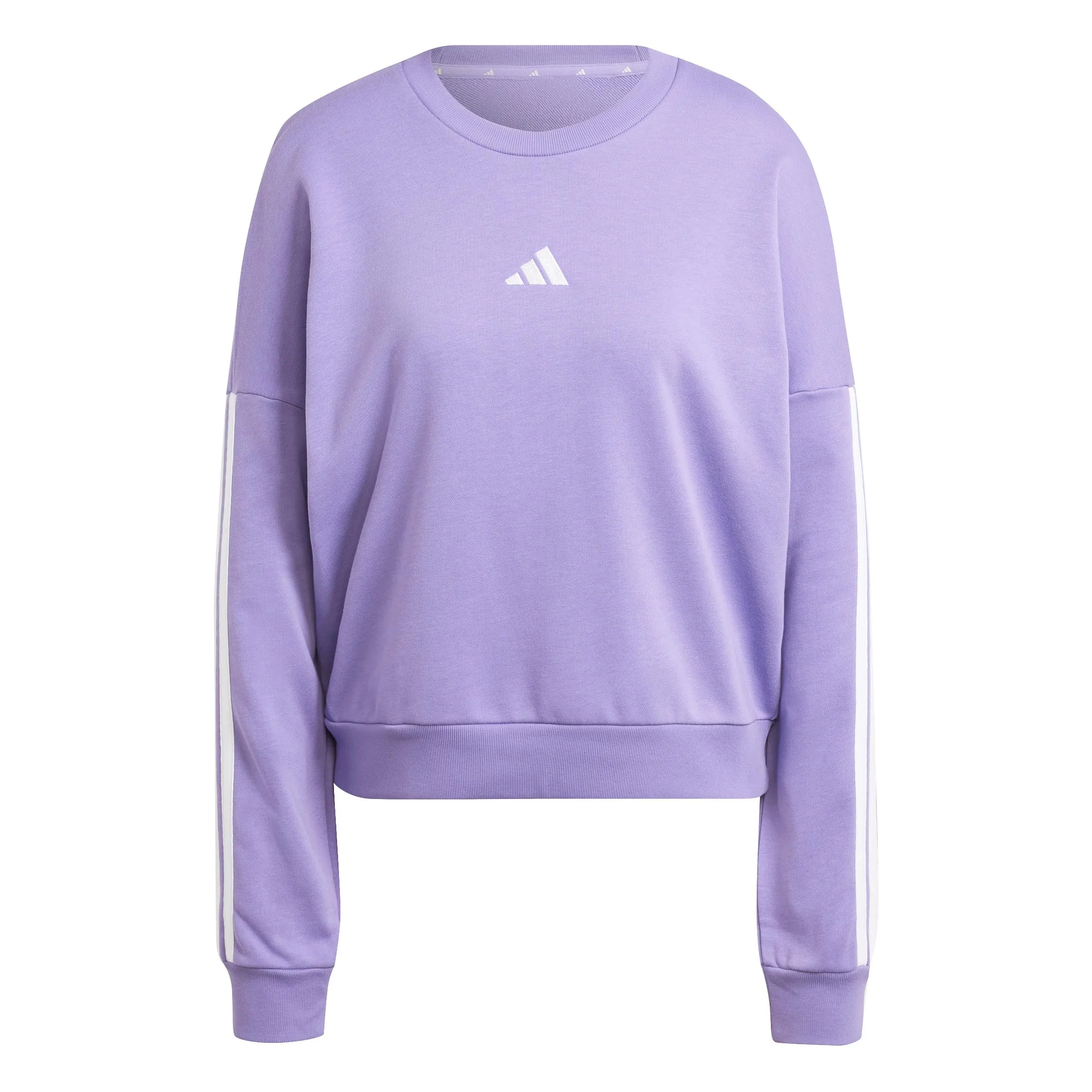 Adidas Donna Essentials 3-Stripes French Terry Sweatshirt, Violet Fusion/White, S - immagine 1