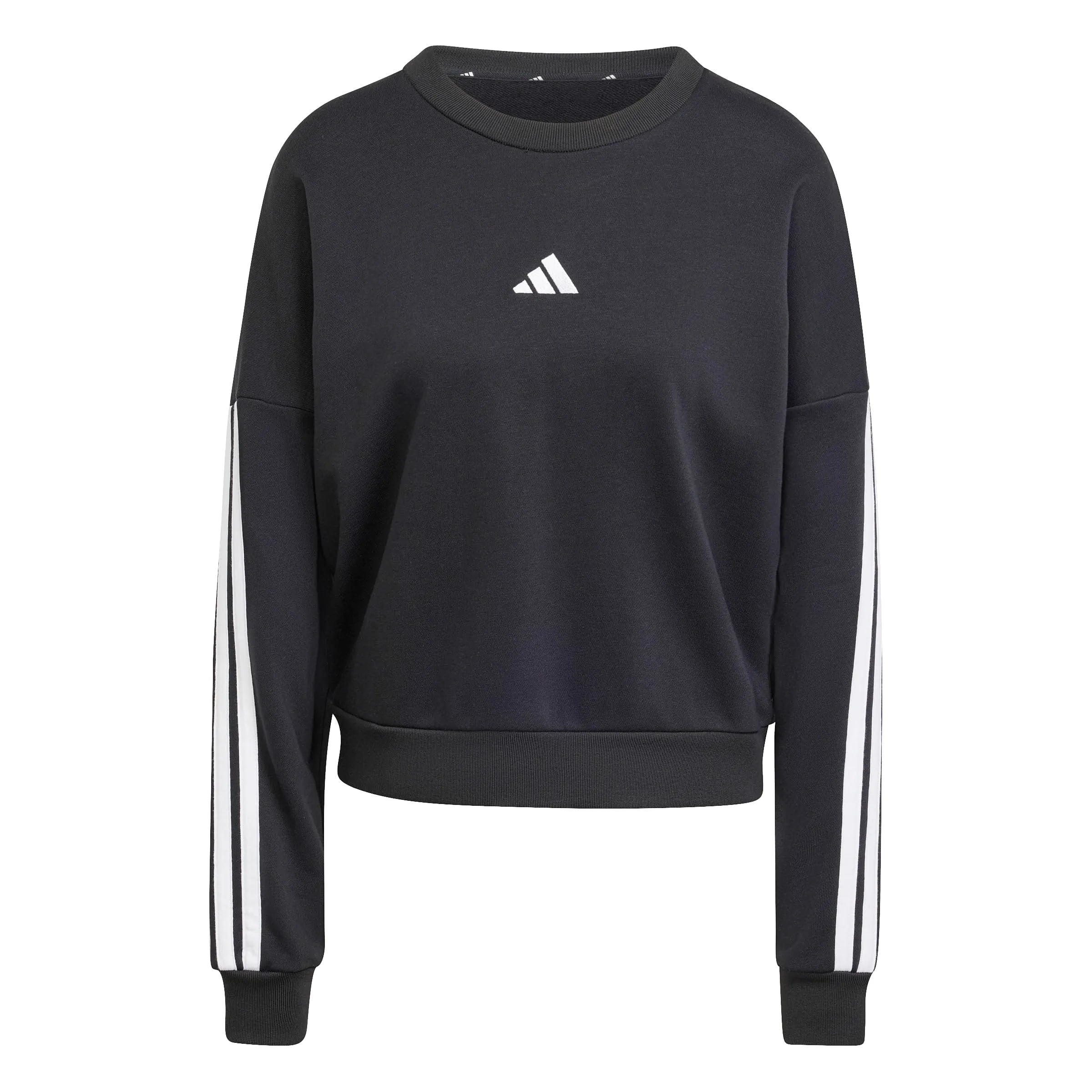 adidas Donna Essentials 3-Stripes French Terry Sweatshirt, Black/White, XXS - immagine 1
