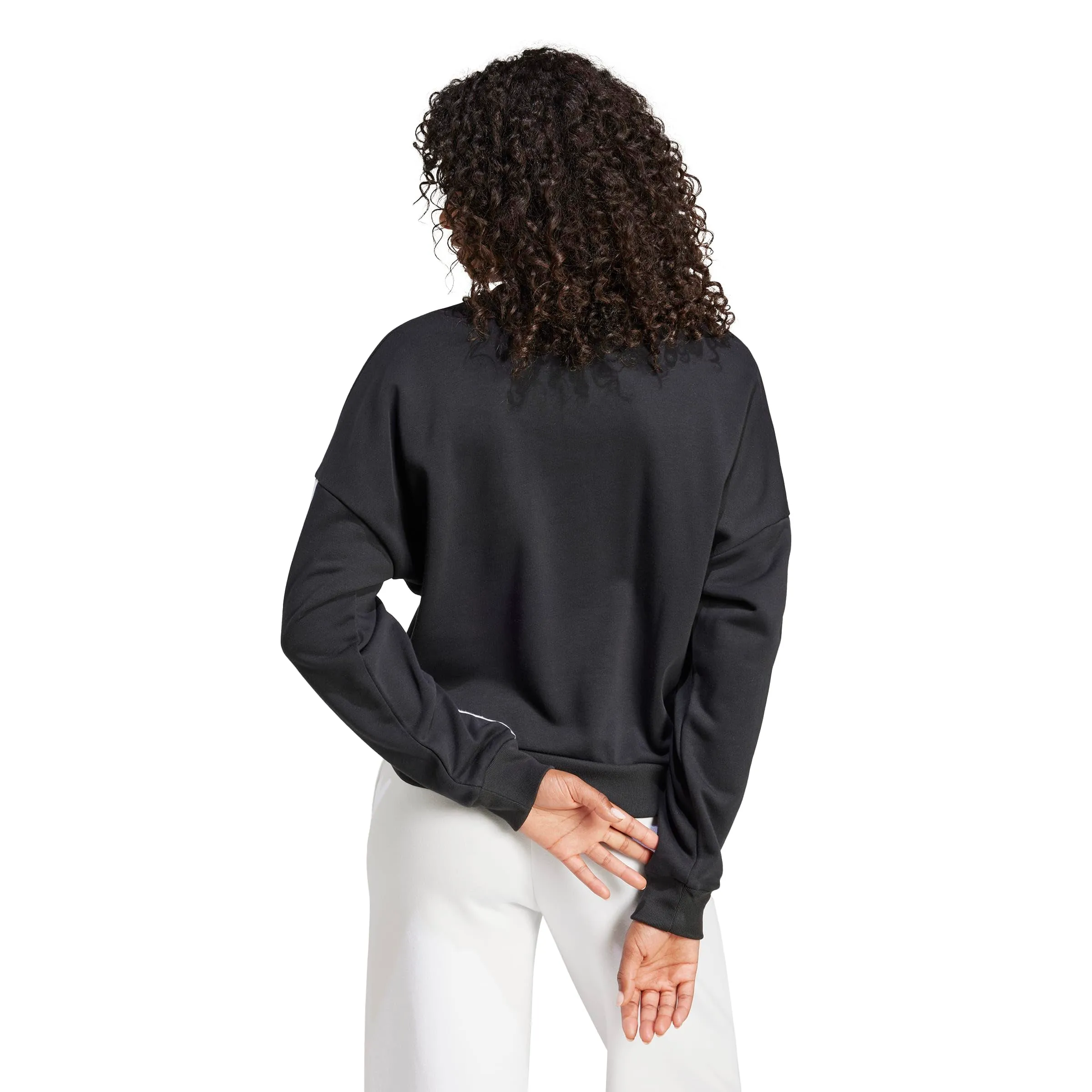 adidas Donna Essentials 3-Stripes French Terry Sweatshirt, Black/White, XS - immagine 2