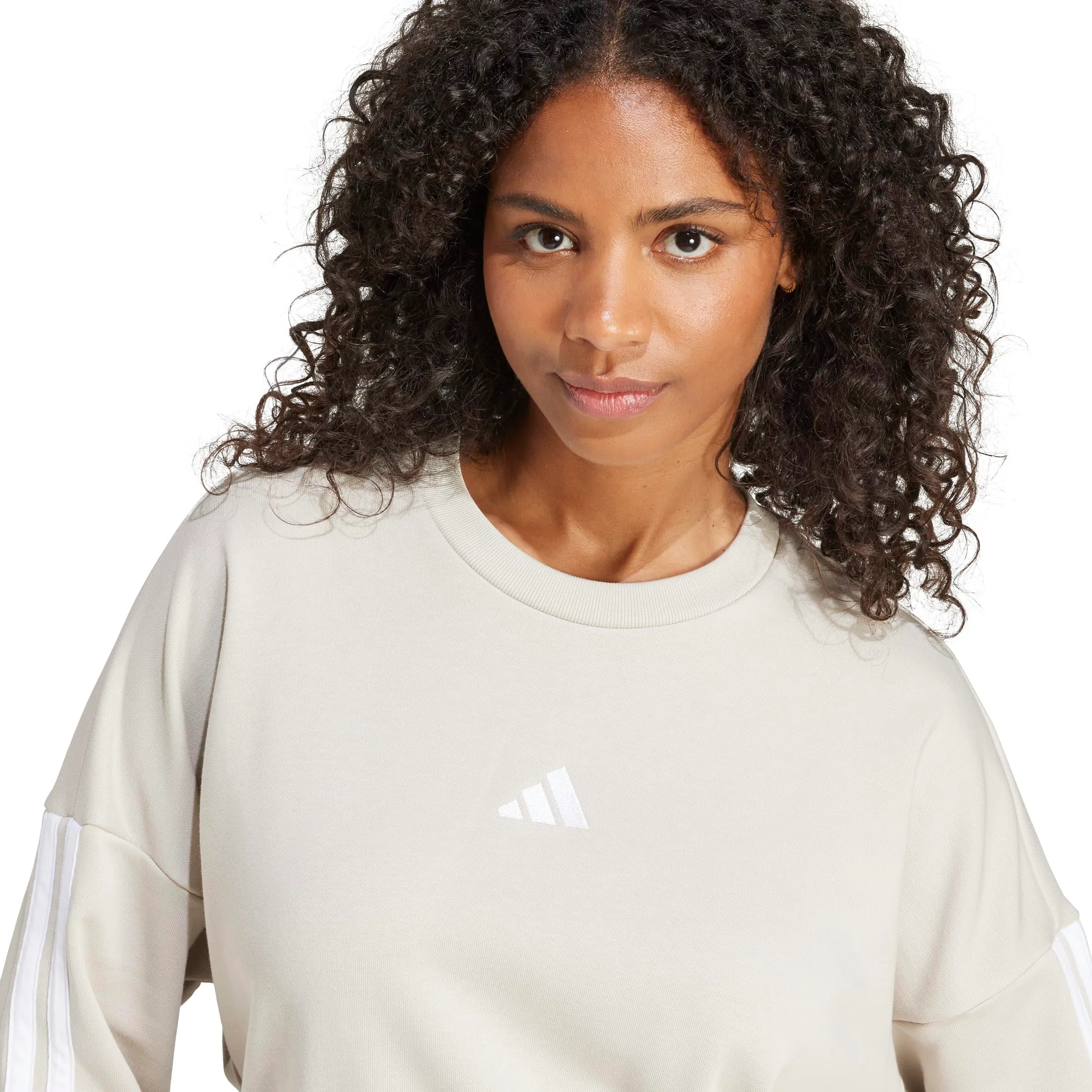 Adidas Femme Essentials 3-Stripes French Terry Sweatshirt, Wonder Alumina/White, M - immagine 4
