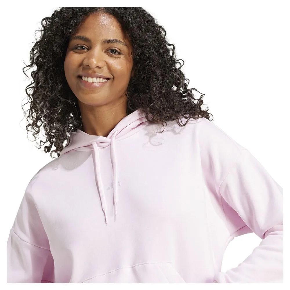 adidas Donna Essentials Small Logo Feel Cozy Hoodie Sweatshirt, Clear Pink/White, XS - immagine 3