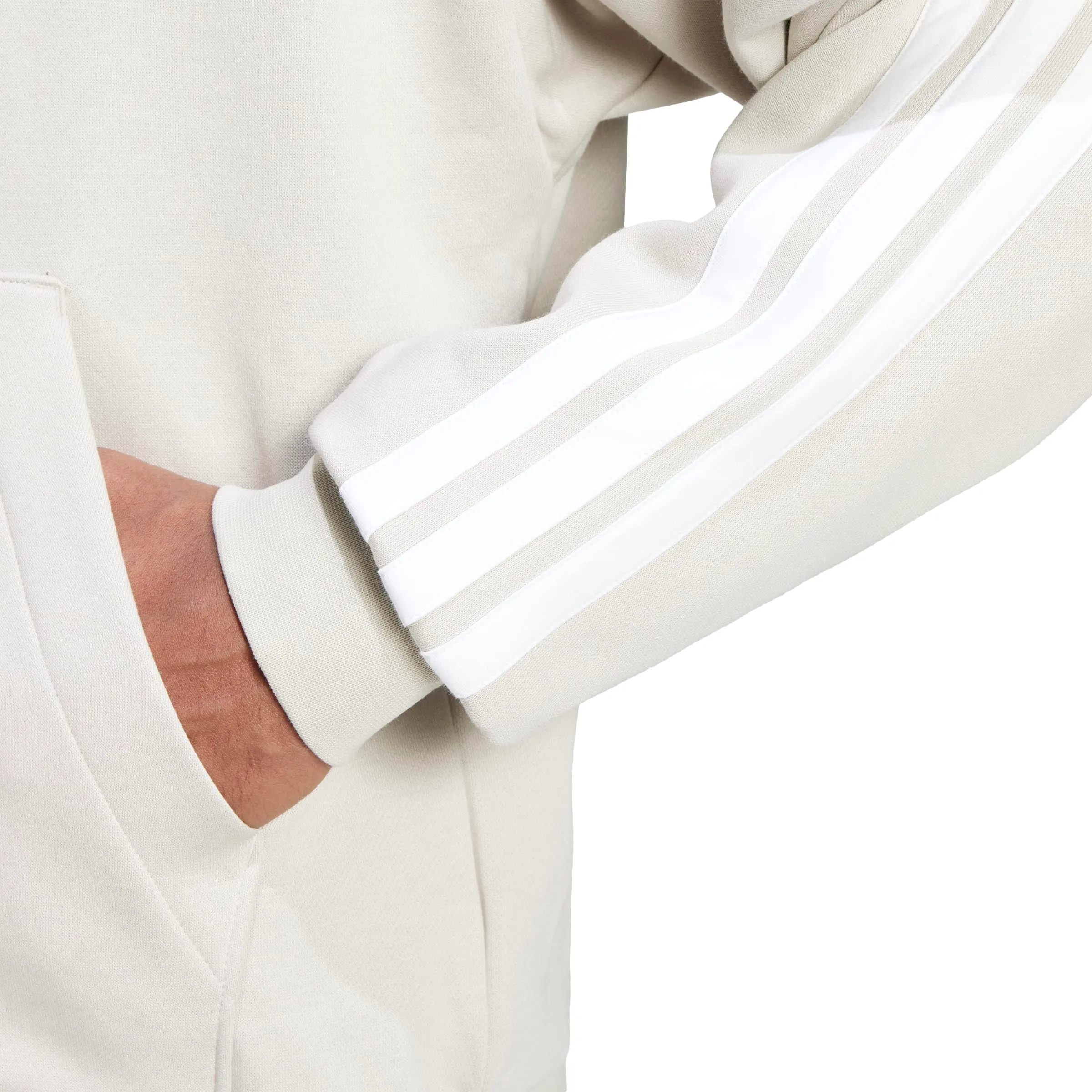 adidas Uomo Essential Three Stripes Fleece Zipper Hoodie Sweatshirt, Wonder Alumina/White, S - immagine 5