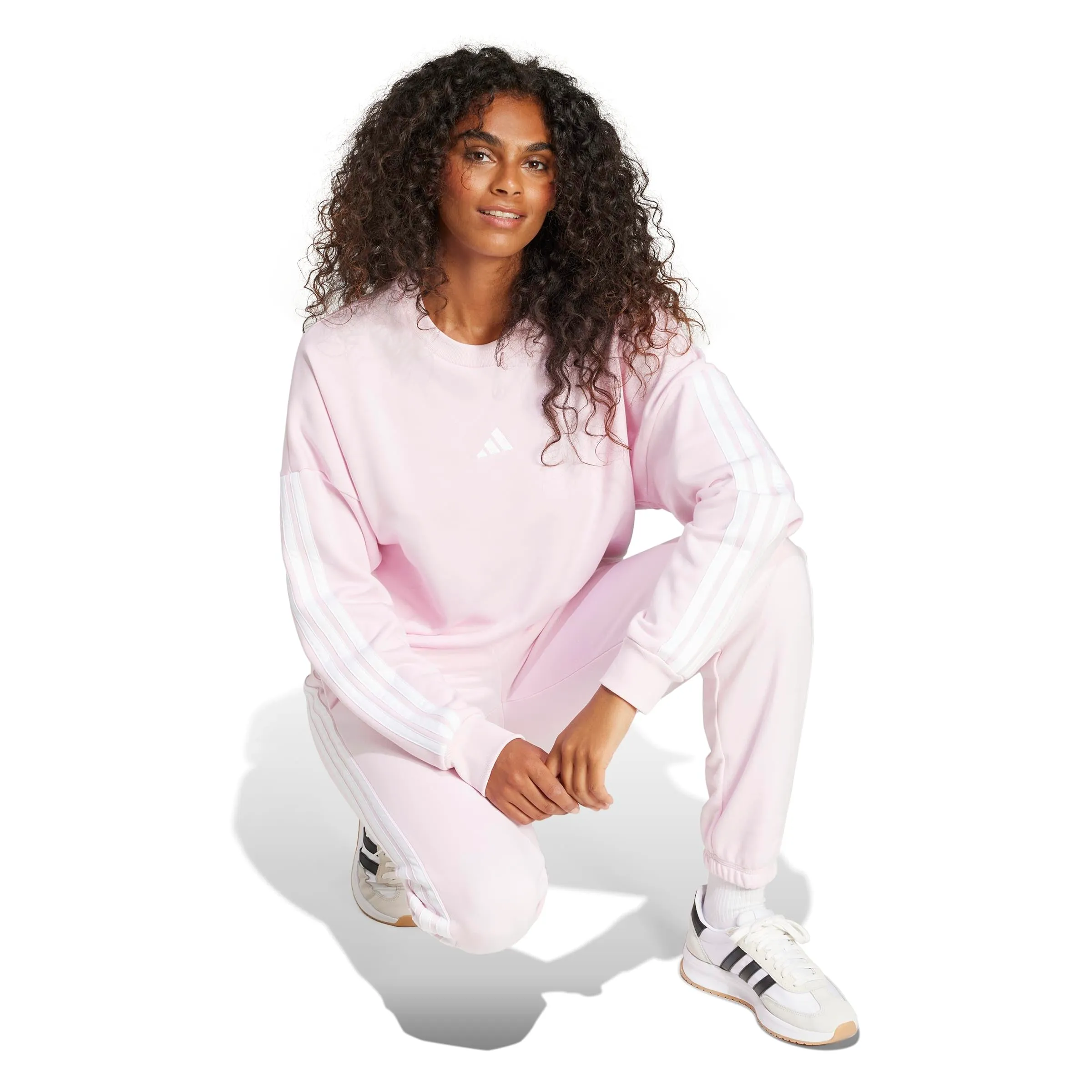 Adidas Femme Essentials 3-Stripes French Terry Sweatshirt, Clear Pink/White, S - immagine 6