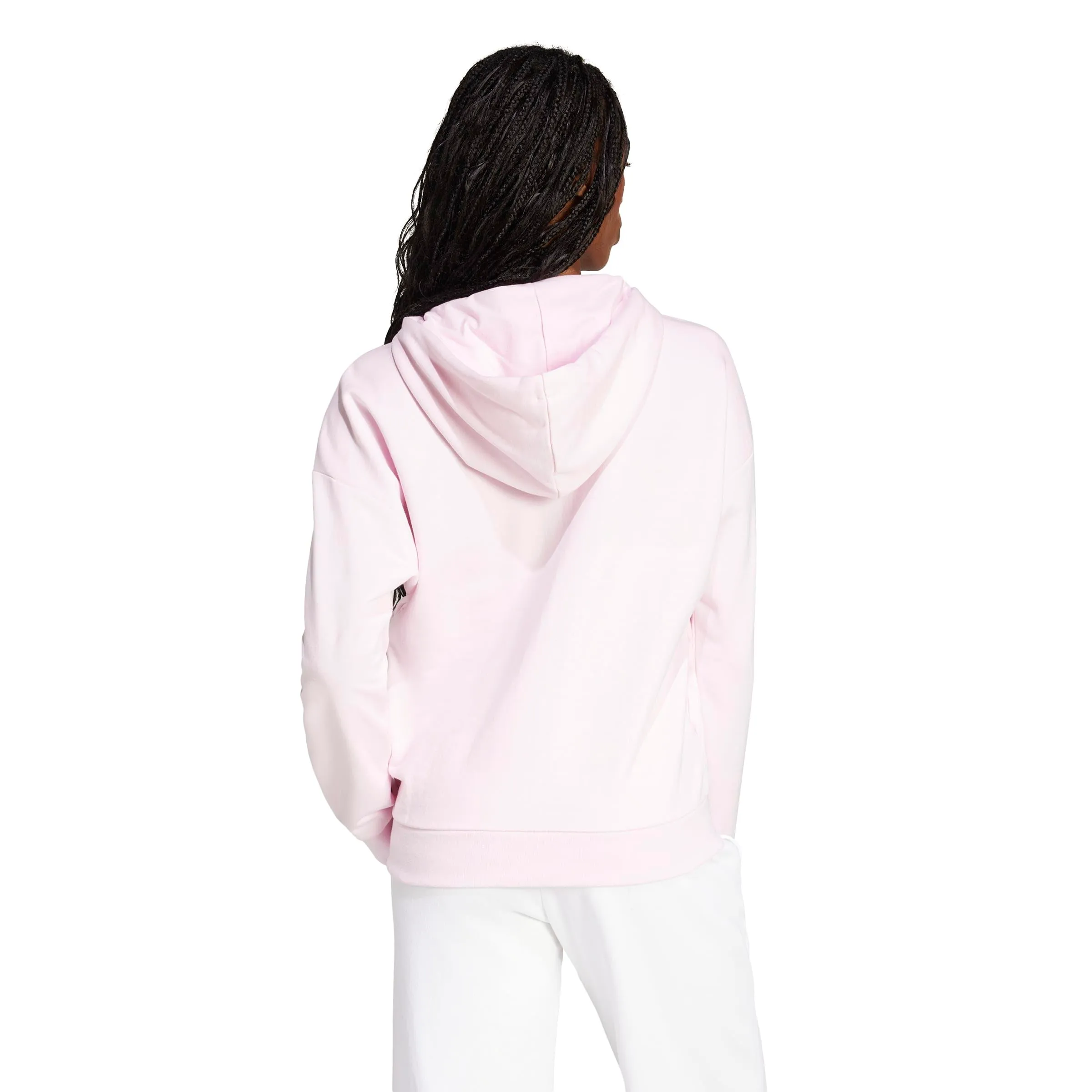 adidas Donna Essentials Linear Full Zip French Terry Hoodie Sweatshirt, Clear Pink/White, L - immagine 2