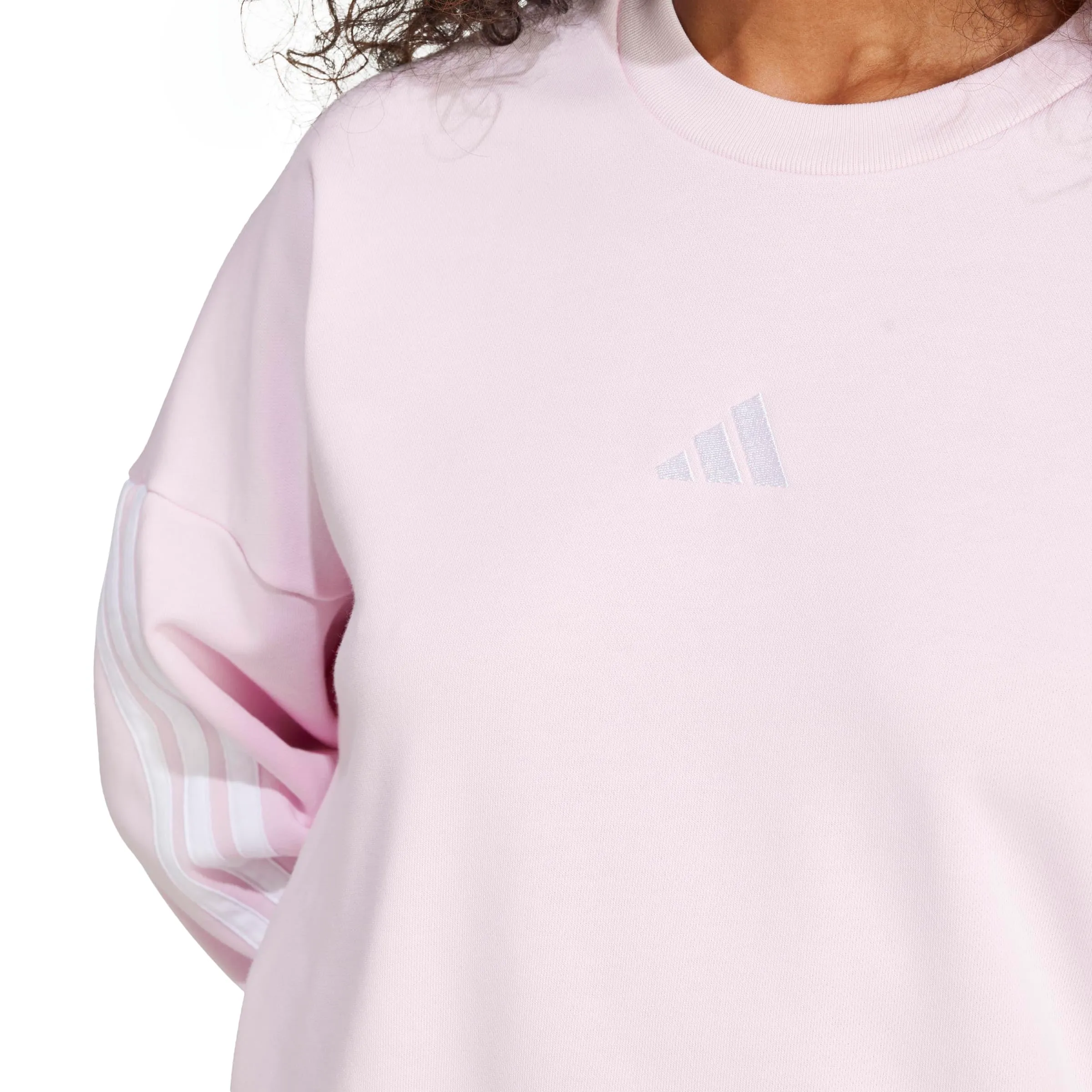 Adidas Femme Essentials 3-Stripes French Terry Sweatshirt, Clear Pink/White, L - immagine 4