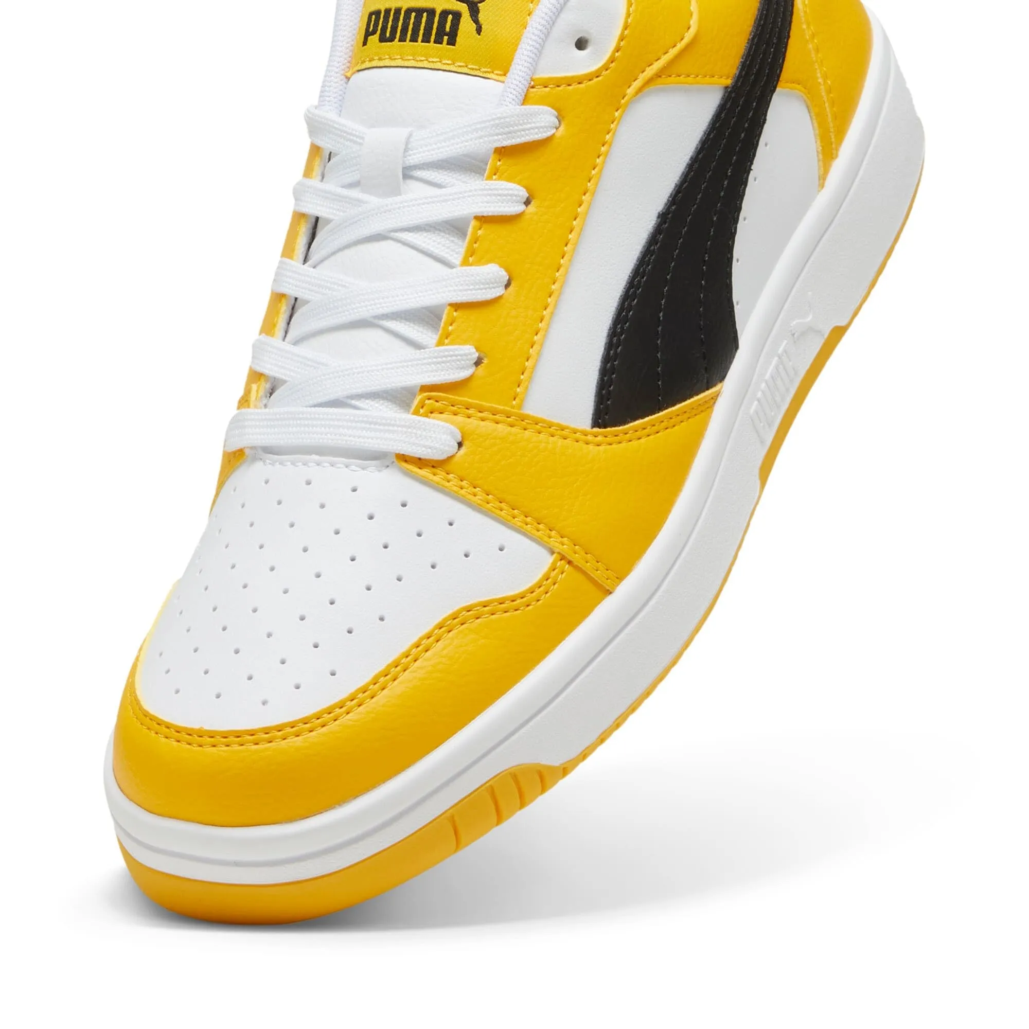 Puma Rebound V6 Low, Sneaker Unisex - Adulto, Yellow Sizzle Black White, 42.5 EU - immagine 7