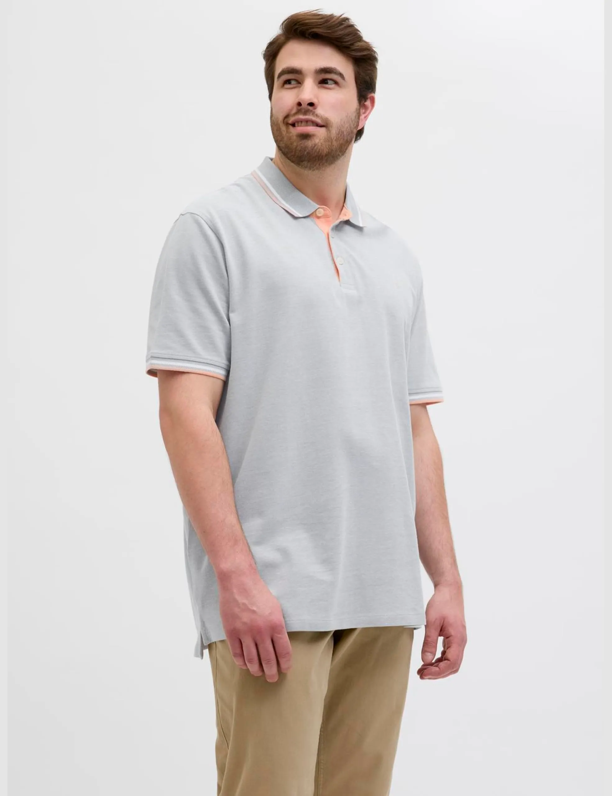JACK&JONES Plus JJEPAULOS - Polo SS Noos Pls, Verde Iceberg. Dettagli: Play, 6XL - immagine 2