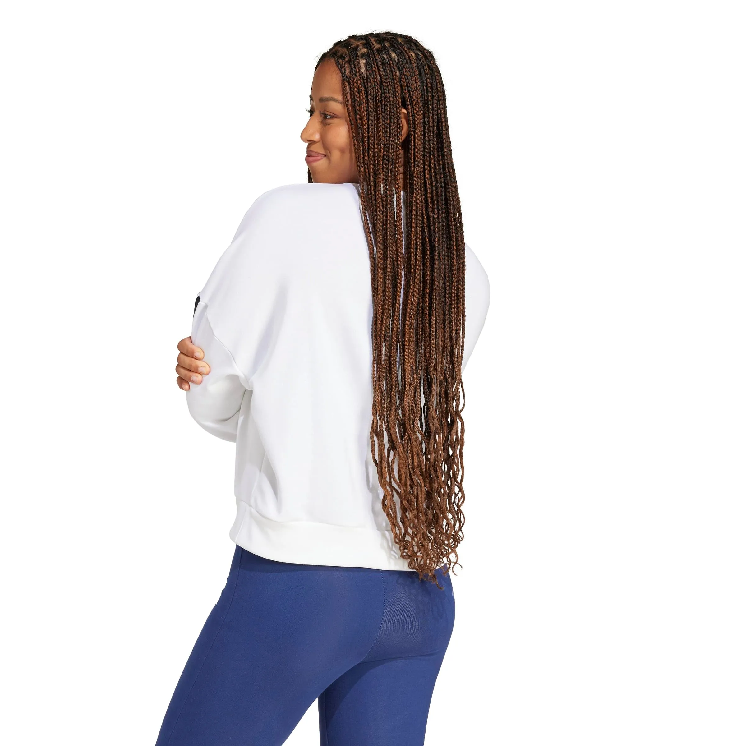 adidas Donna Essentials 3-Stripes French Terry Sweatshirt, White/Black, XXS - immagine 2