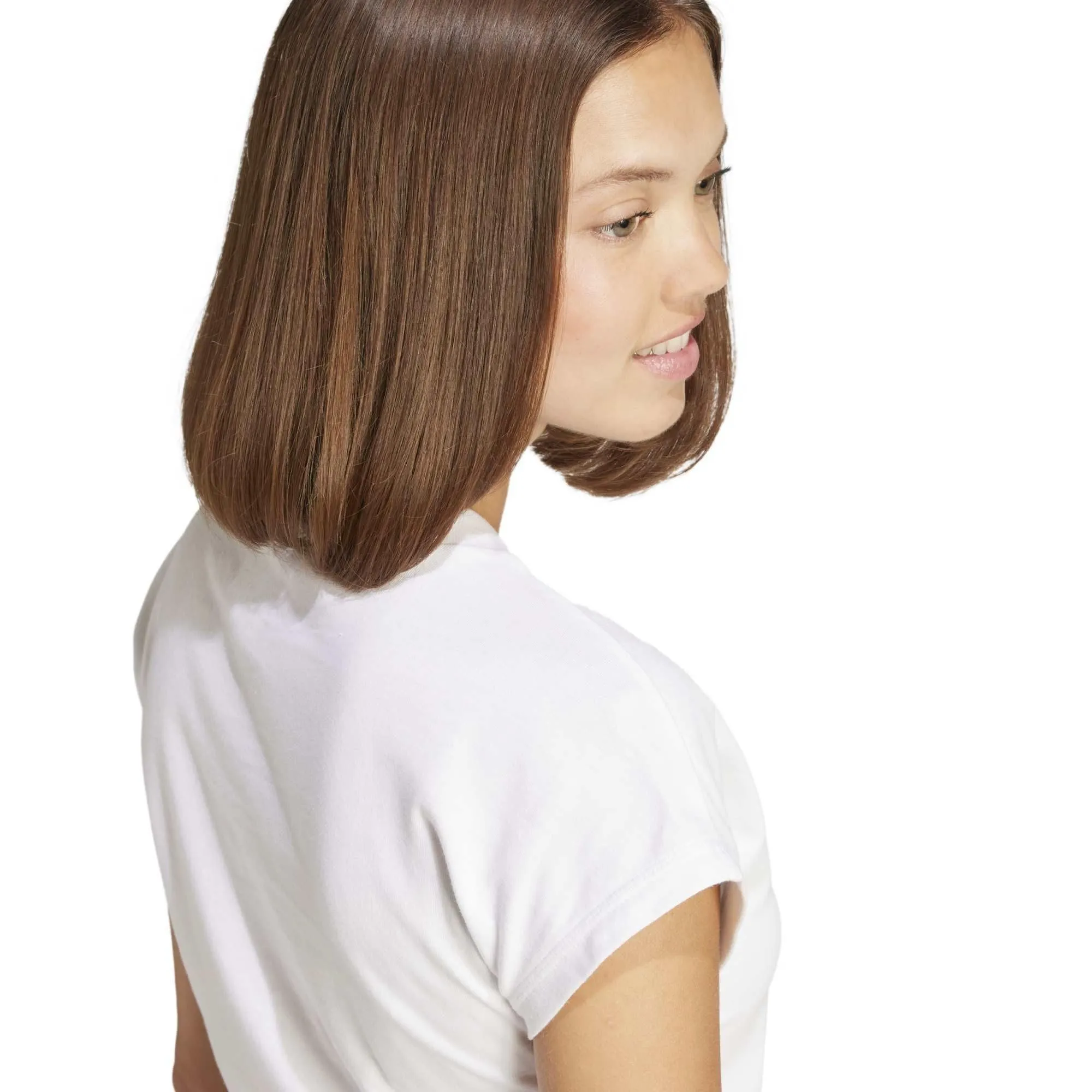 adidas Donna Essentials Linear Cotton Shirt, White/Black, M - immagine 8