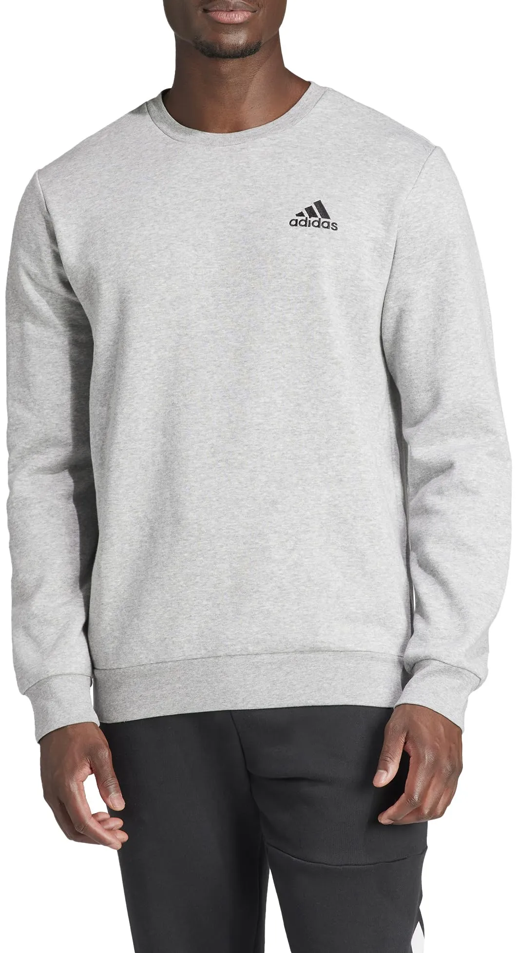 adidas Uomo Essentials Feelcozy Fleece Sweatshirt, Medium Grey Heather/Black, M - immagine 3