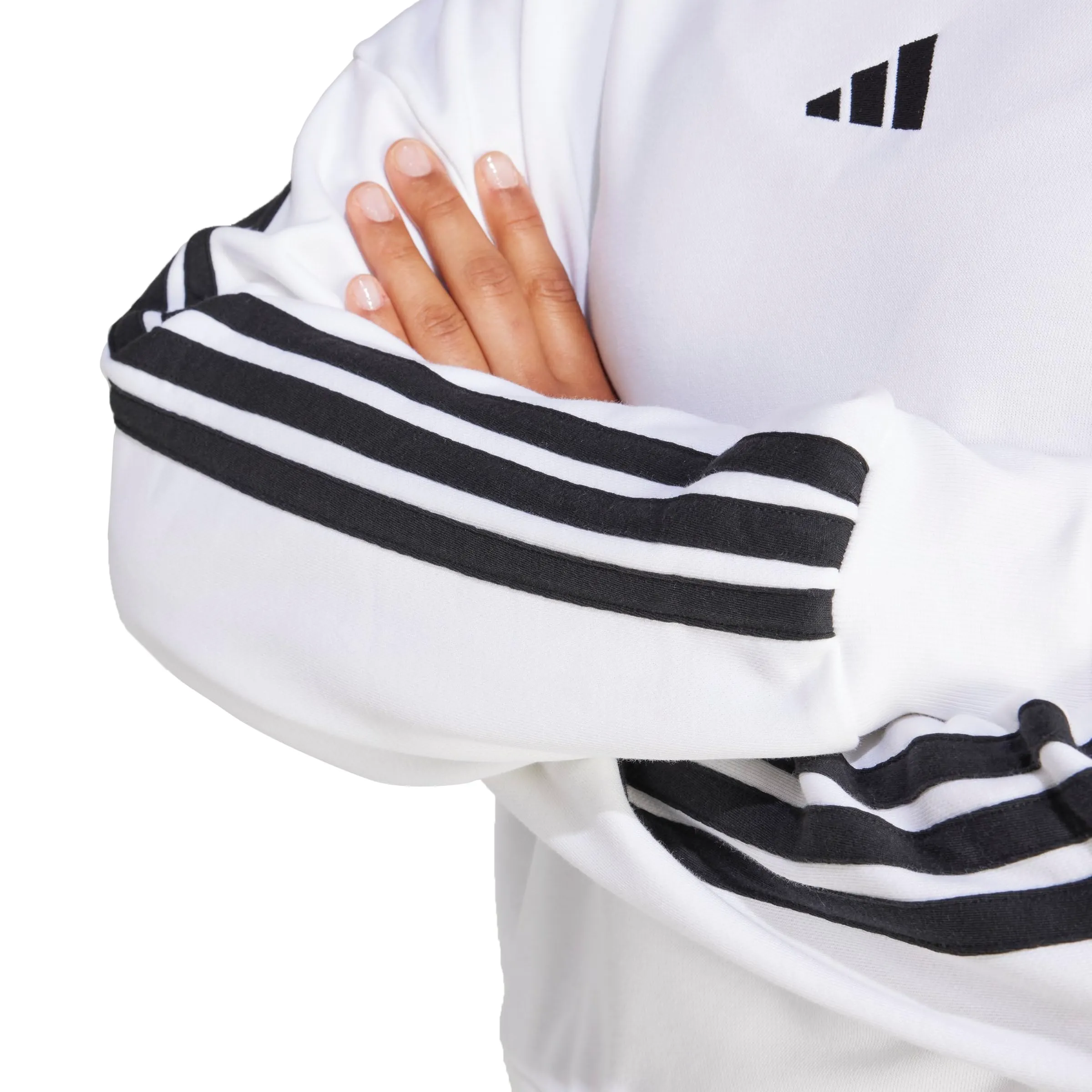 adidas Donna Essentials 3-Stripes French Terry Sweatshirt, White/Black, XS - immagine 5