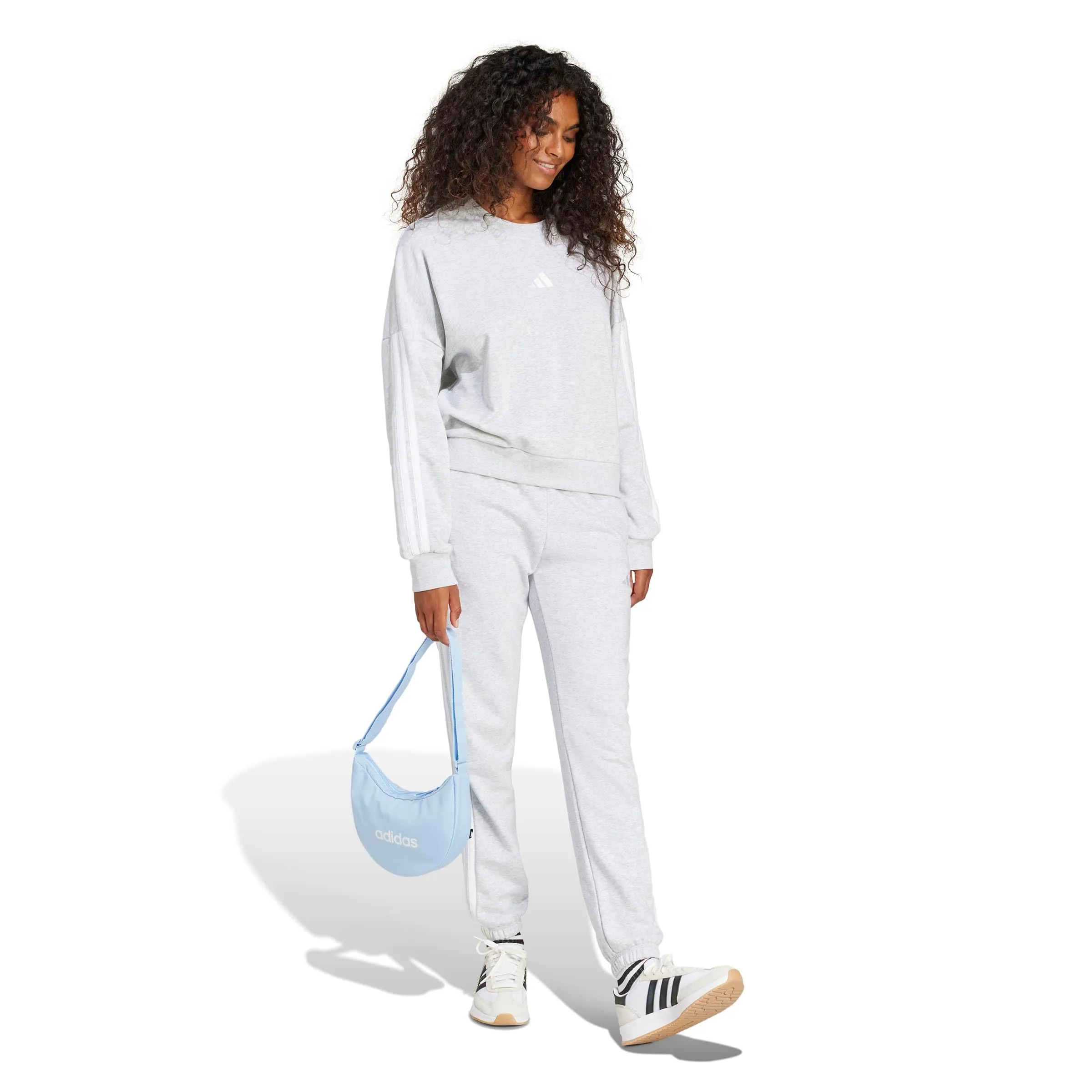 adidas Donna Essentials 3-Stripes French Terry Sweatshirt, Light Grey Heather/White, L - immagine 6