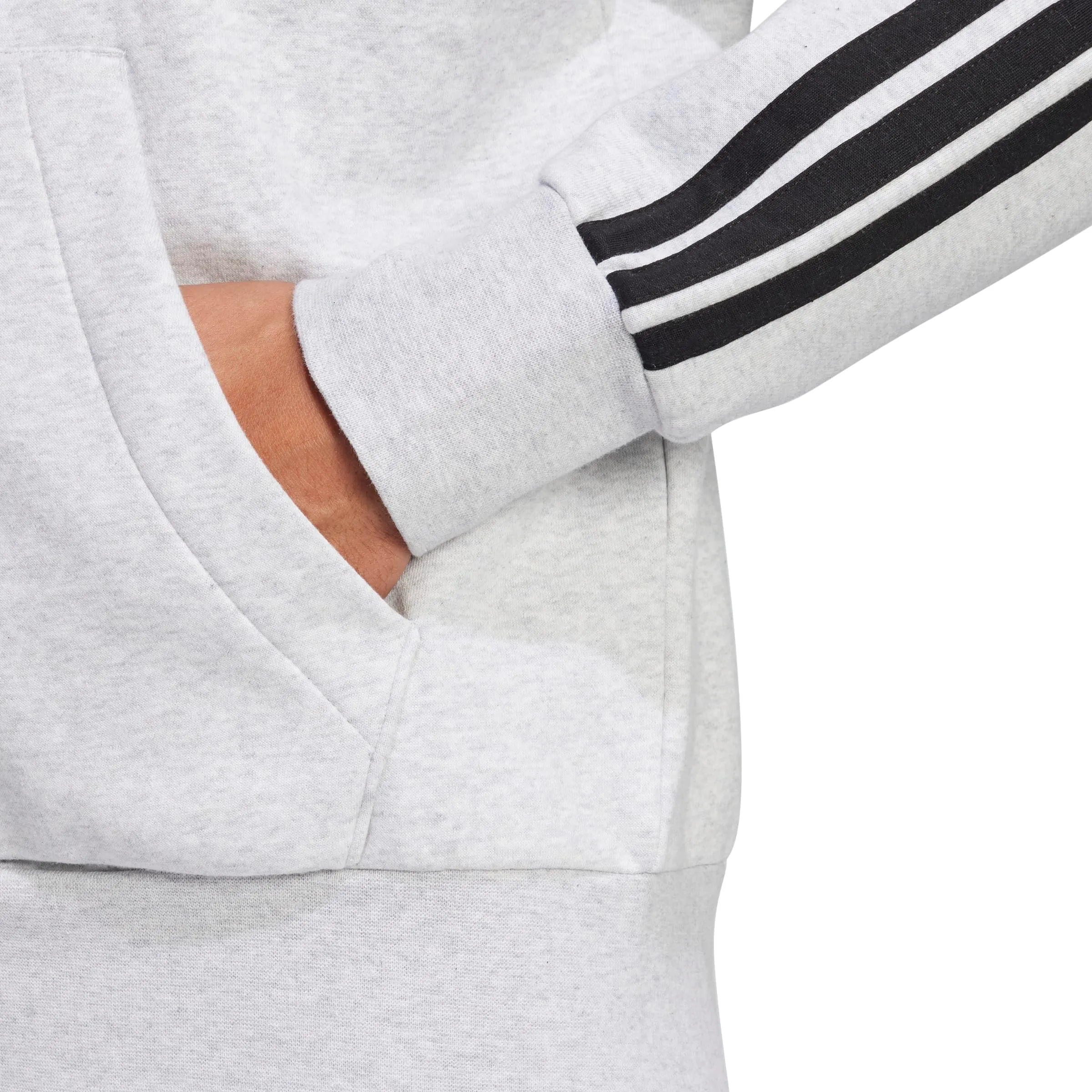 Adidas Homme Essential Three Stripes Fleece Zipper Hoodie, Light Grey Heather/Black, L - immagine 5