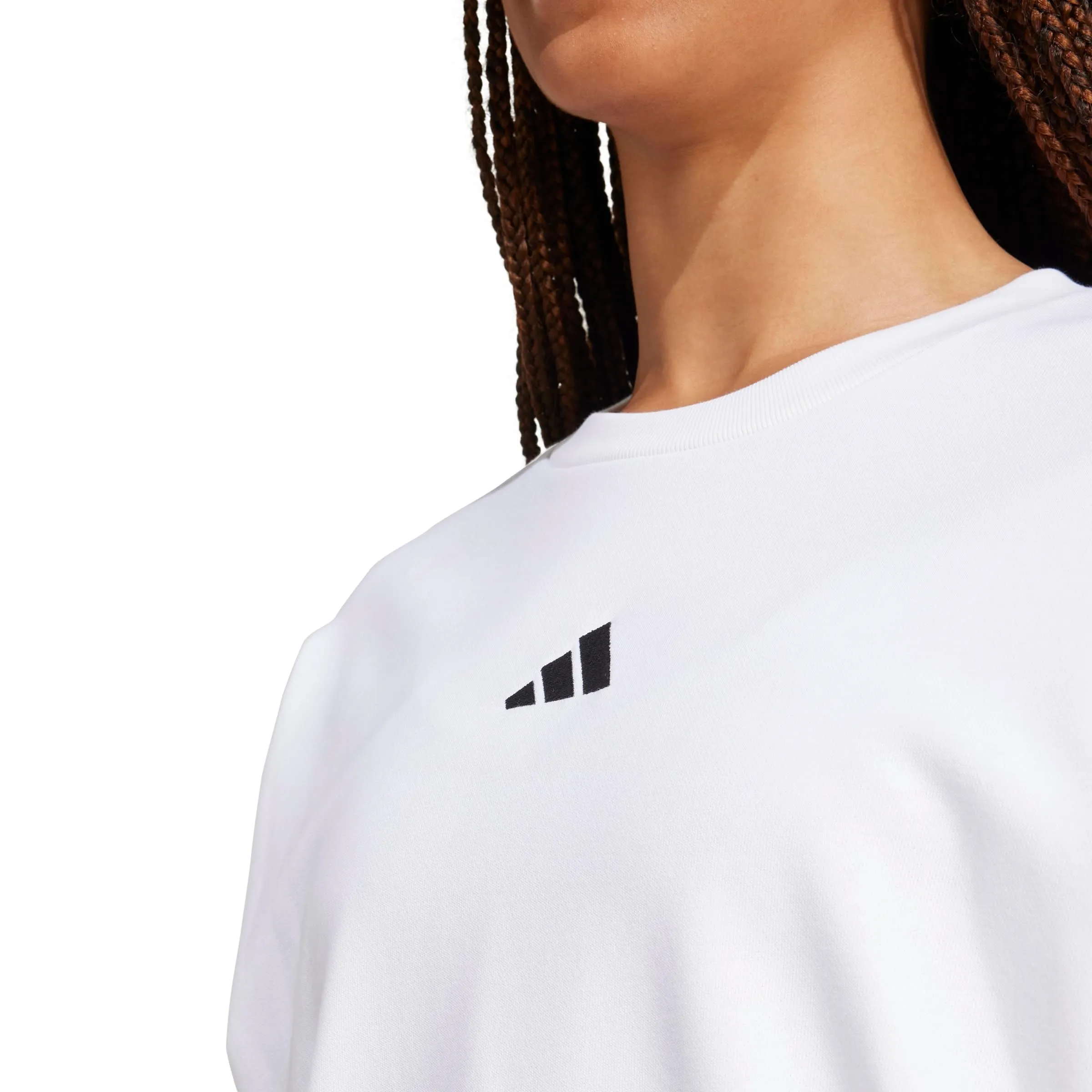 adidas Donna Essentials 3-Stripes French Terry Sweatshirt, White/Black, XL - immagine 4