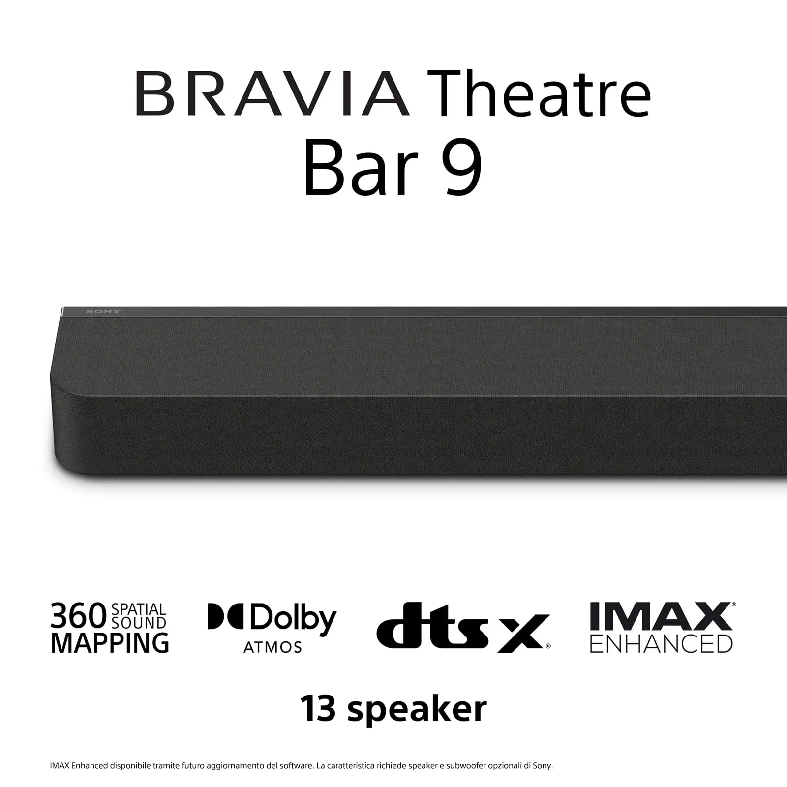 Sony BRAVIA Theatre Bar 9 – Dolby Atmos single soundbar, DTS:X, 13 speakers, Wi-Fi, Bluetooth, 360 Spatial Sound Mapping, Hi Res Audio, Nera, HT-A9000 - immagine 2