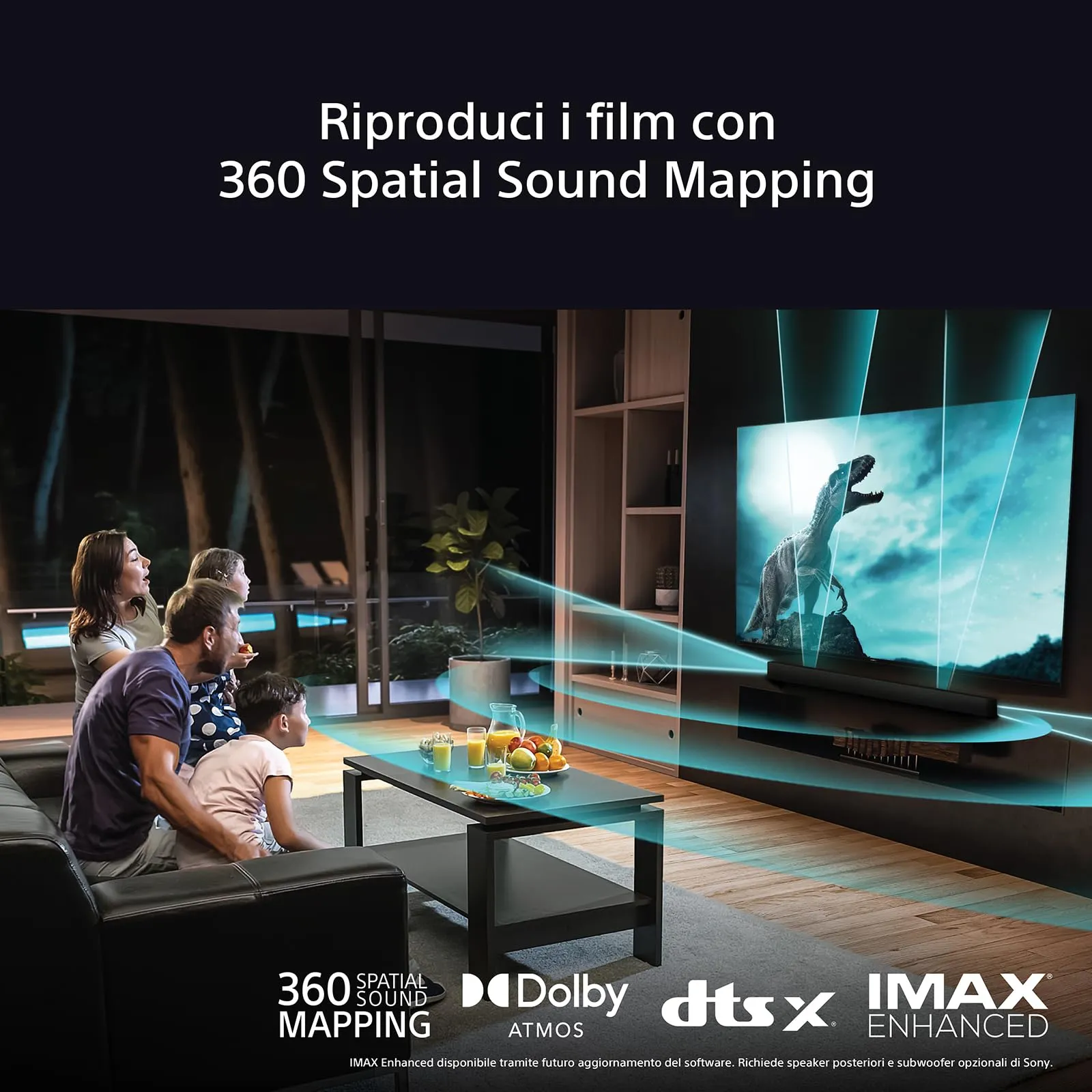 Sony BRAVIA Theatre Bar 9 – Dolby Atmos single soundbar, DTS:X, 13 speakers, Wi-Fi, Bluetooth, 360 Spatial Sound Mapping, Hi Res Audio, Nera, HT-A9000 - immagine 3