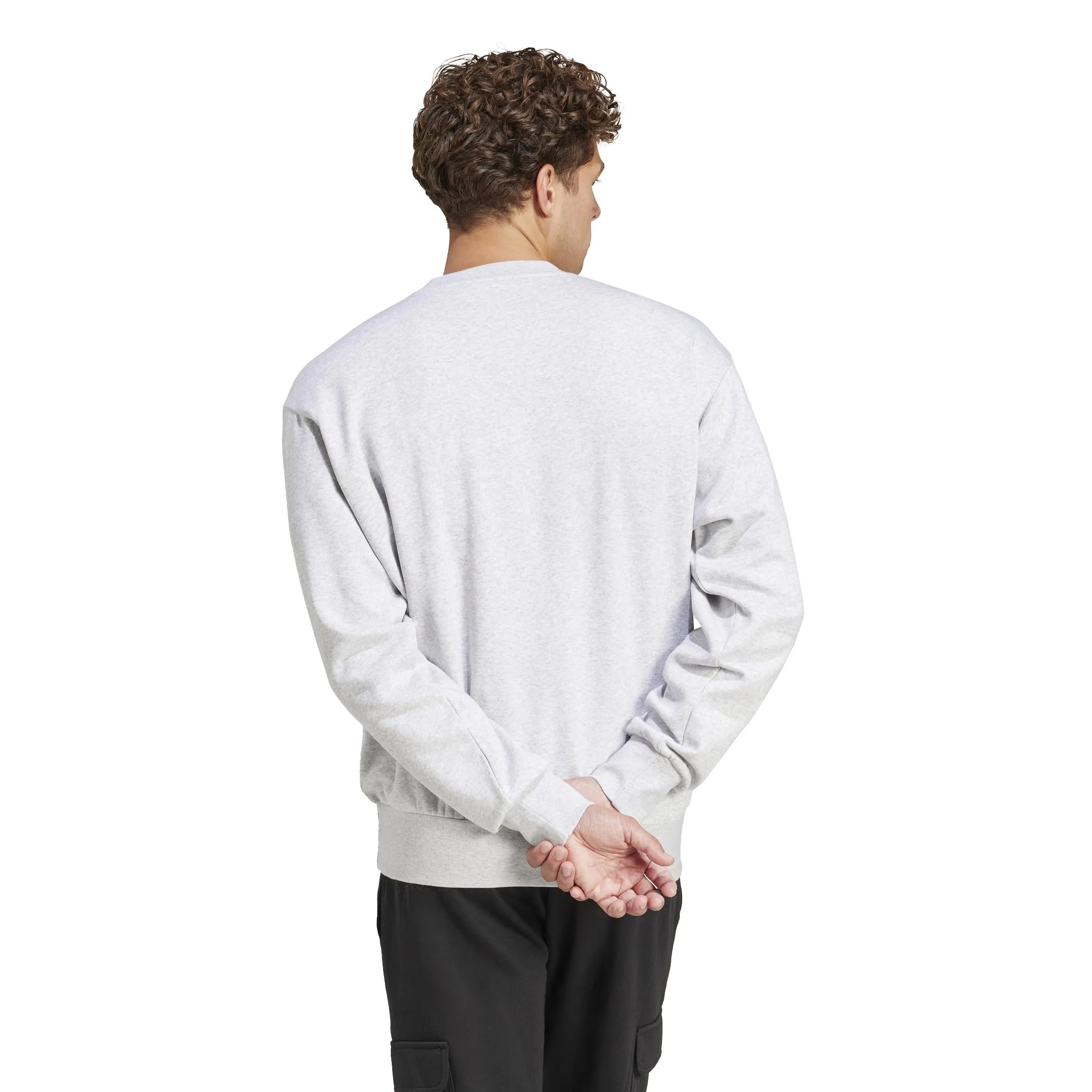 Adidas Uomo Essentials FEELCOZY Fleece Sweatshirt, Light Grey Heather/Black, L - immagine 2
