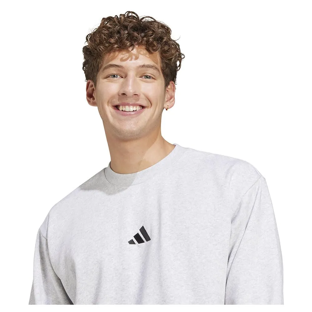 Adidas Uomo Essentials FEELCOZY Fleece Sweatshirt, Light Grey Heather/Black, L - immagine 3