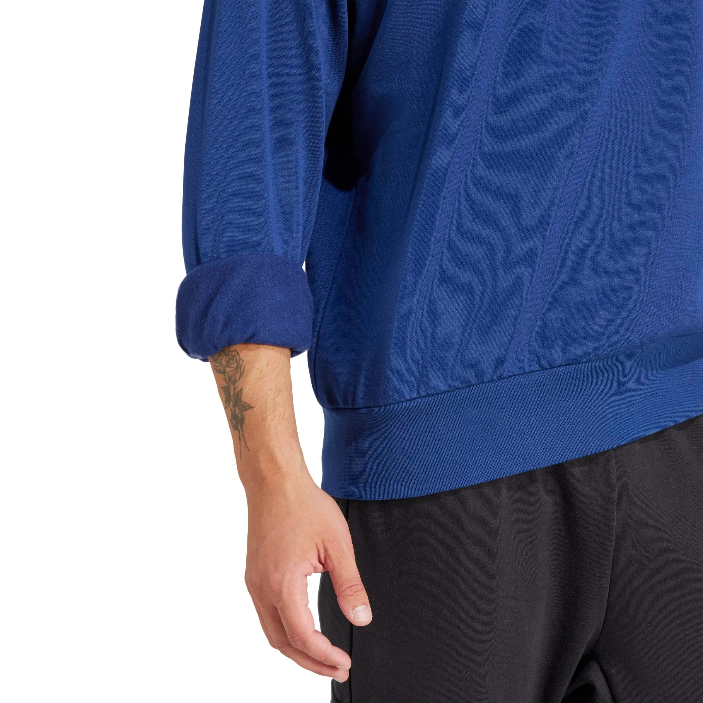 adidas Uomo Essentials Feelcozy Fleece Sweatshirt, Dark Blue/White, S - immagine 5